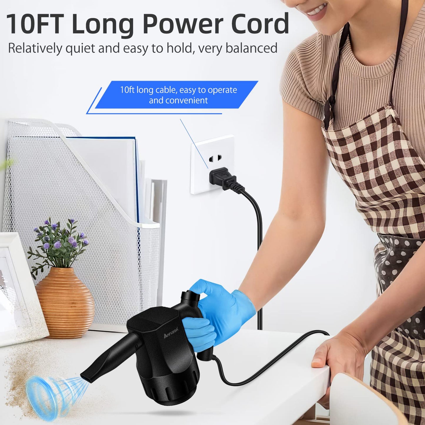 Anruzon Electric Dust Blower, Mini Air Duster with 3 Nozzles, 35000RPM, PC Cleaning Kit, Portable Cleaner for Laptop, Office Equipment, Household, Car, Keyboard.