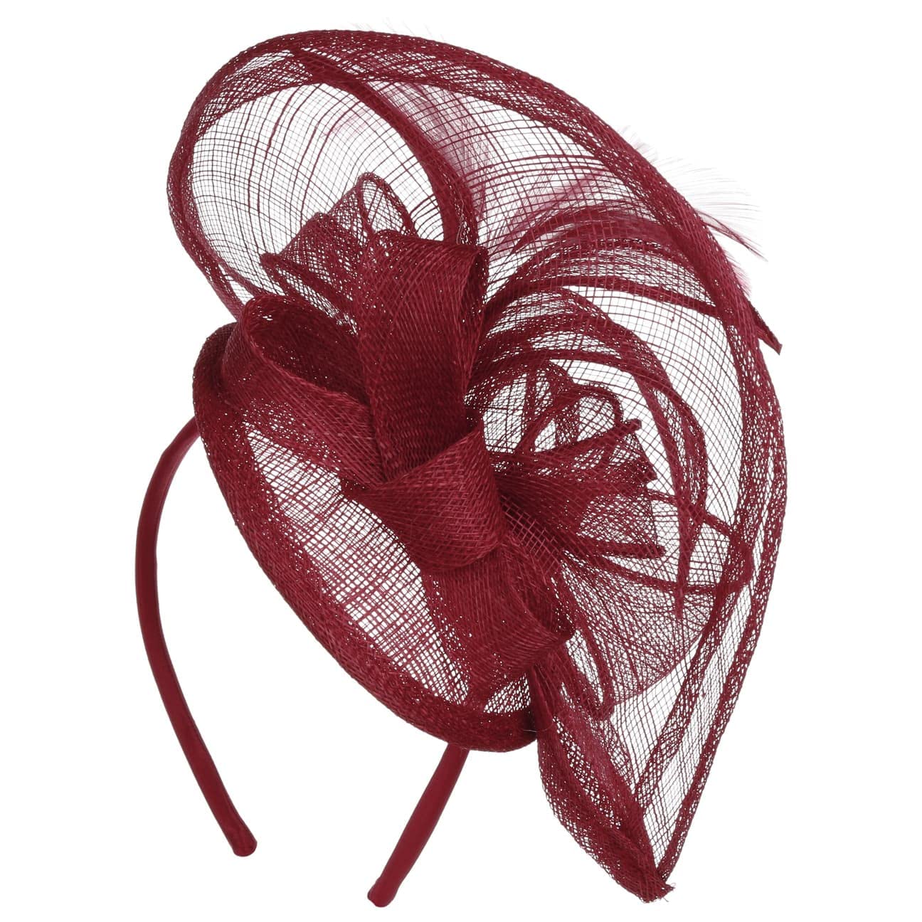 Seeberger Viadina Fascinator with feathers occasion hat straw hat women - summer spring-summer - One Size dark red