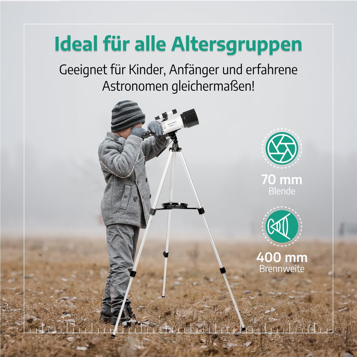 Slokey Telescope Astronomy 16x-120x, Easy to Assemble, Suitable for Kids and Beginner Adults - With Phone Adapter - Telescope for Moon and Planets