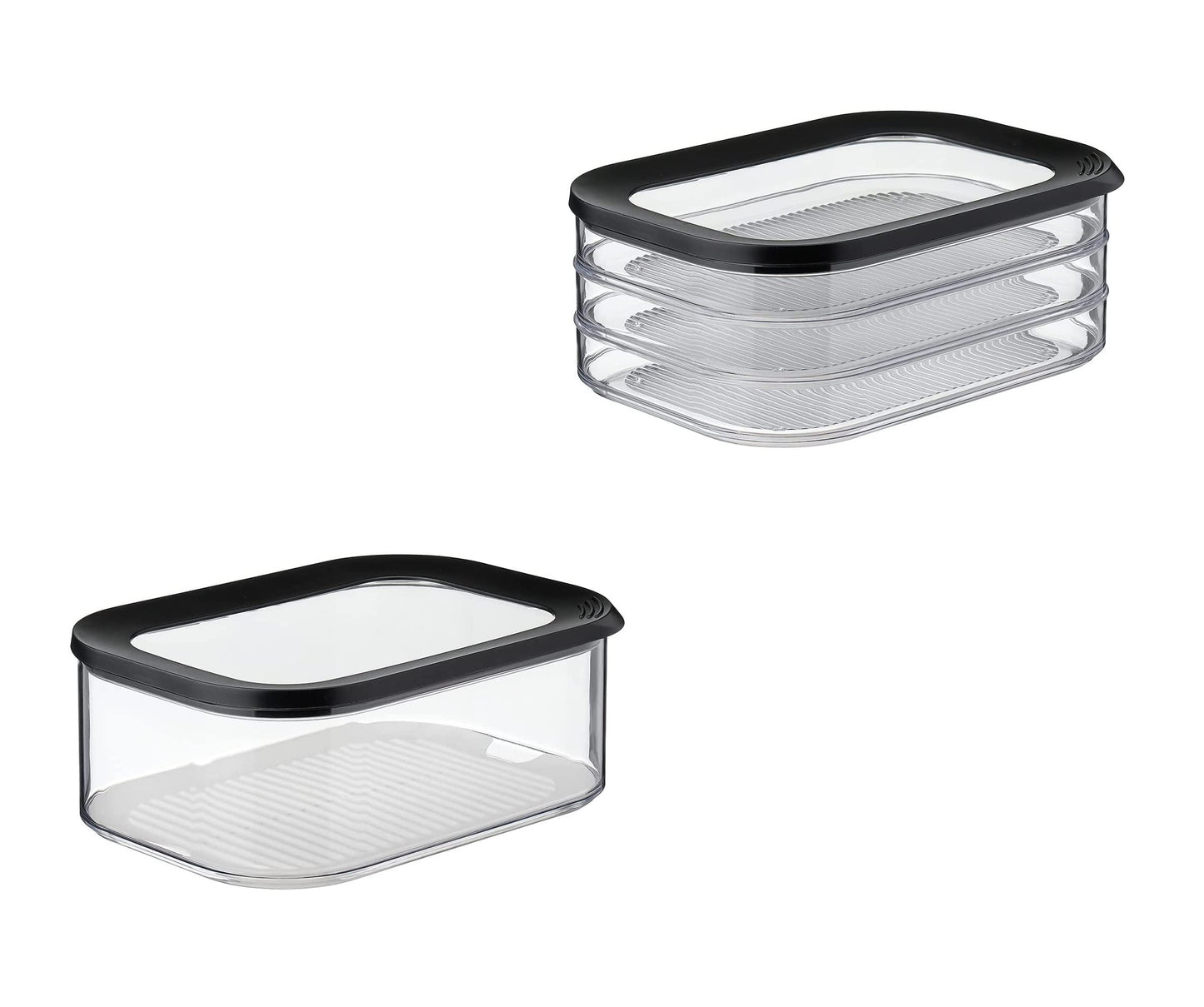 Mepal 2-piece Fresh-keeping Containers Starter Set Meat and Cheese Modula Storage Container - perfect for storing food - dishwasher safe, Nordic Black