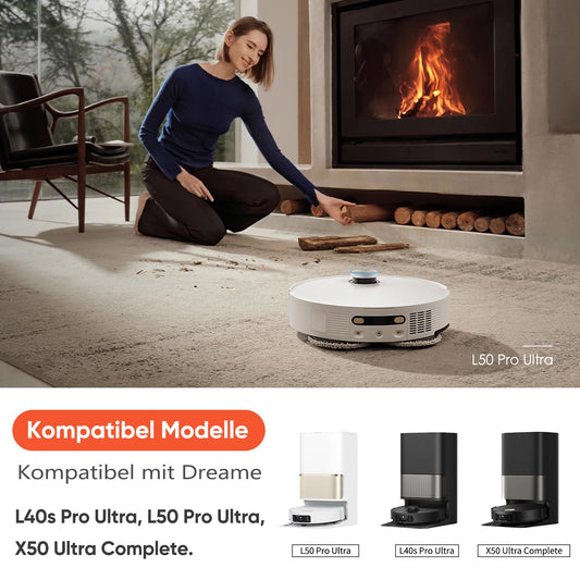 Accessory set for Dreame L40s Pro Ultra/X50 Ultra Complete/L50 Pro Ultra, 4*Dust bags 4*Mop pads 2*Main brush 4*Side brushes 2*Filters, robotic vacuum replacement parts accessories.