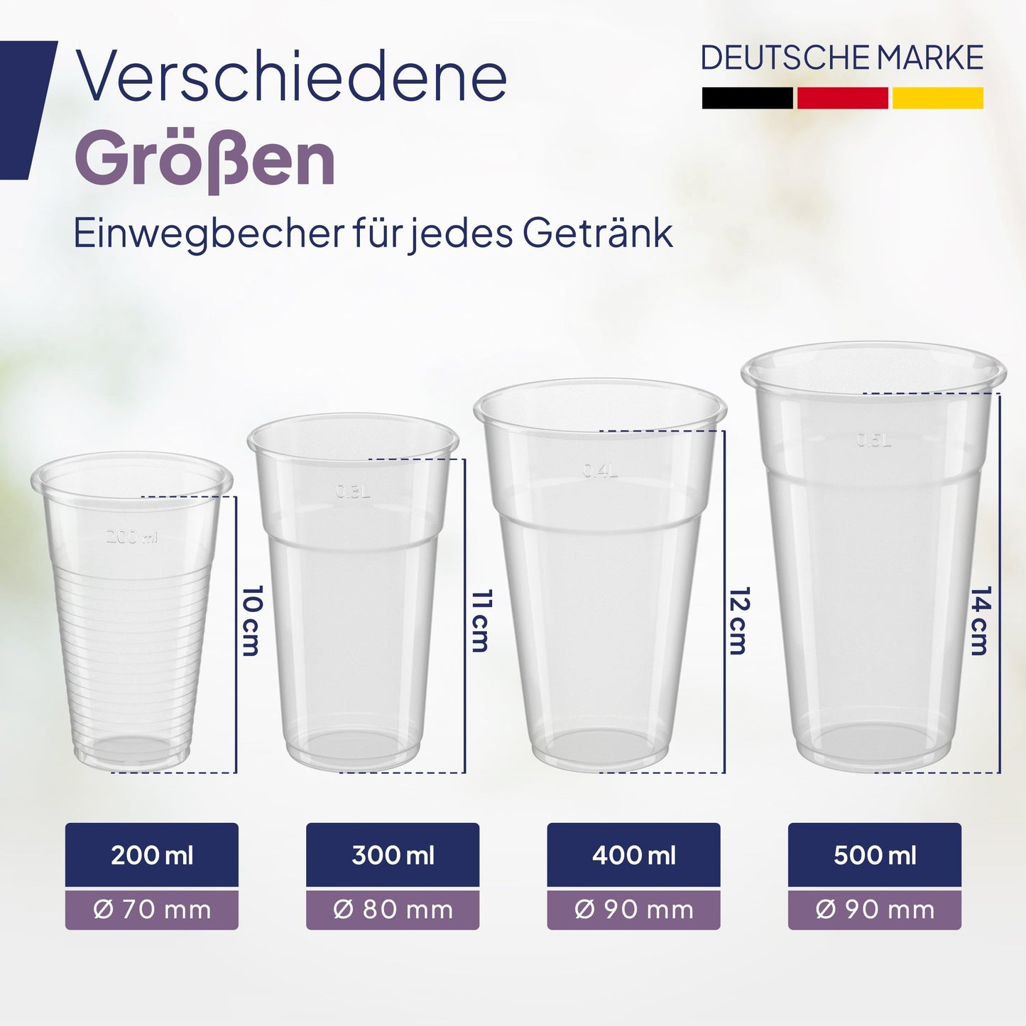 Inoverse 1000 pieces Plastic Cups, 0.3 L Transparent Disposable Cups, Plastic Party Cups, Beer Cups, Water Cups.