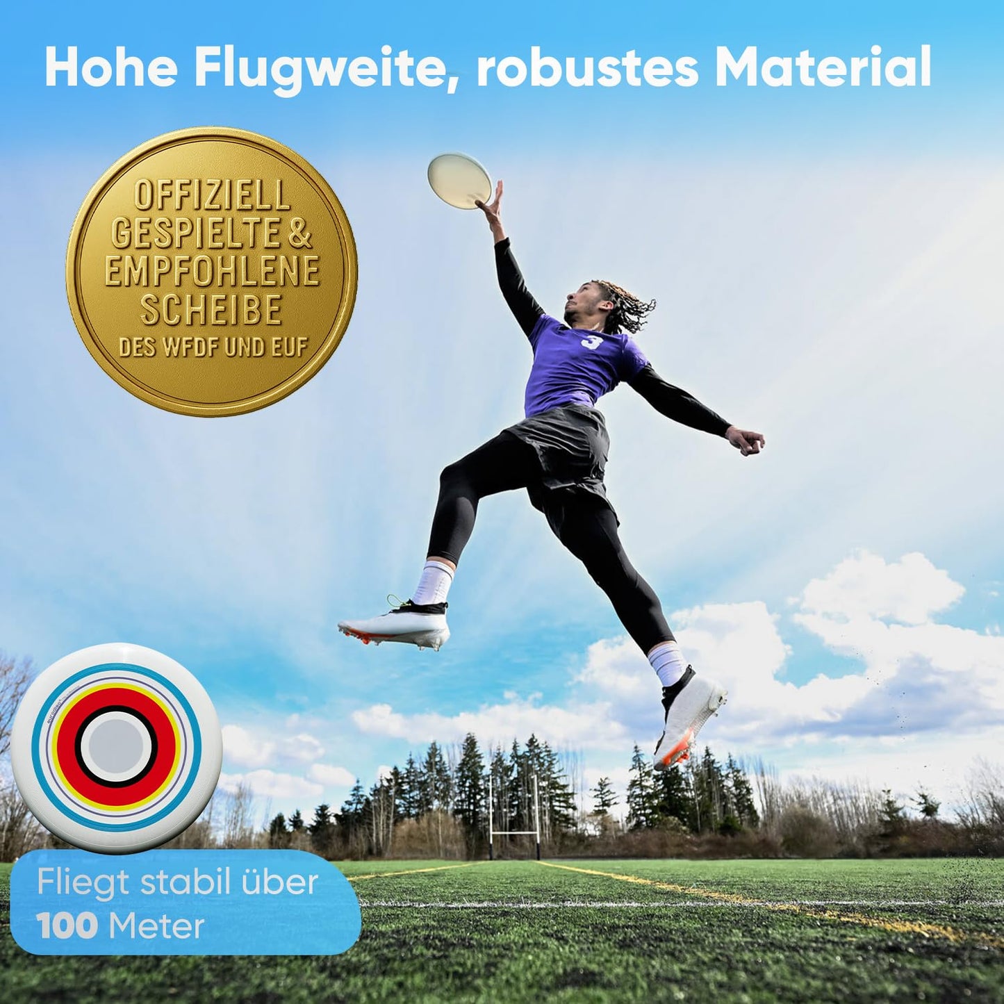 Eurodisc 175g 4.1 Summer Pro Ultimate Frisbee Disc - Stable flight path of over 100m - Made from 100% renewable resources - Gift for kids, 7 year old boys, girls & adults.