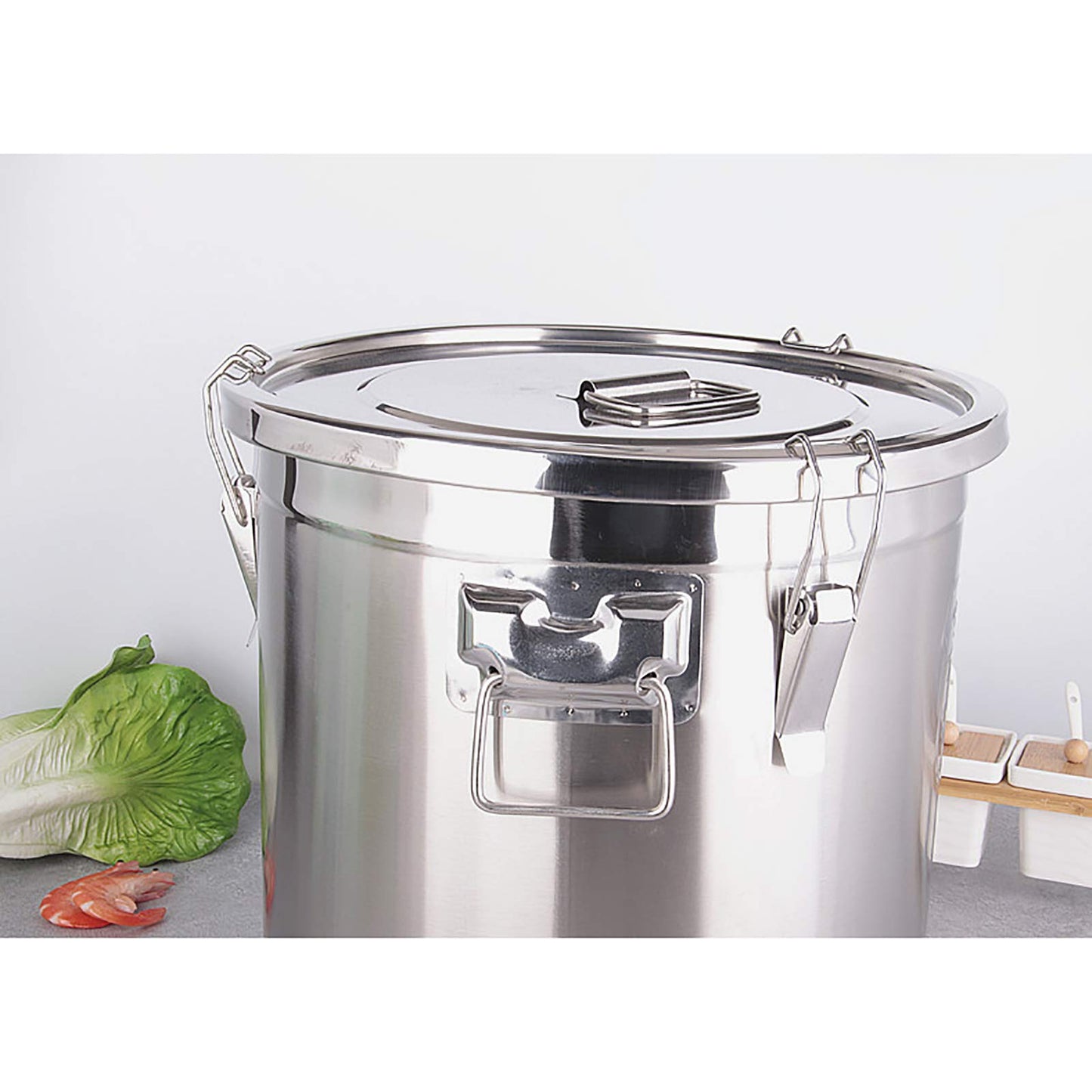 Loobiiny 12L grain container, airtight stainless steel container, 25 x 25 cm, metal airtight food storage containers.
