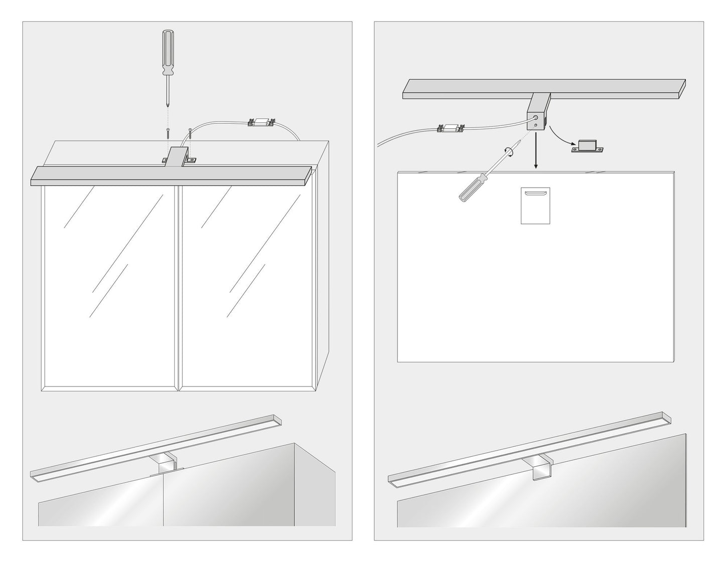 SEBSON LED mirror light 120cm bathroom IP44 - cabinet surface-mounted light + mirror clamp light, neutral white 4000K 15W makeup light mirror lamp 1200x98x44mm