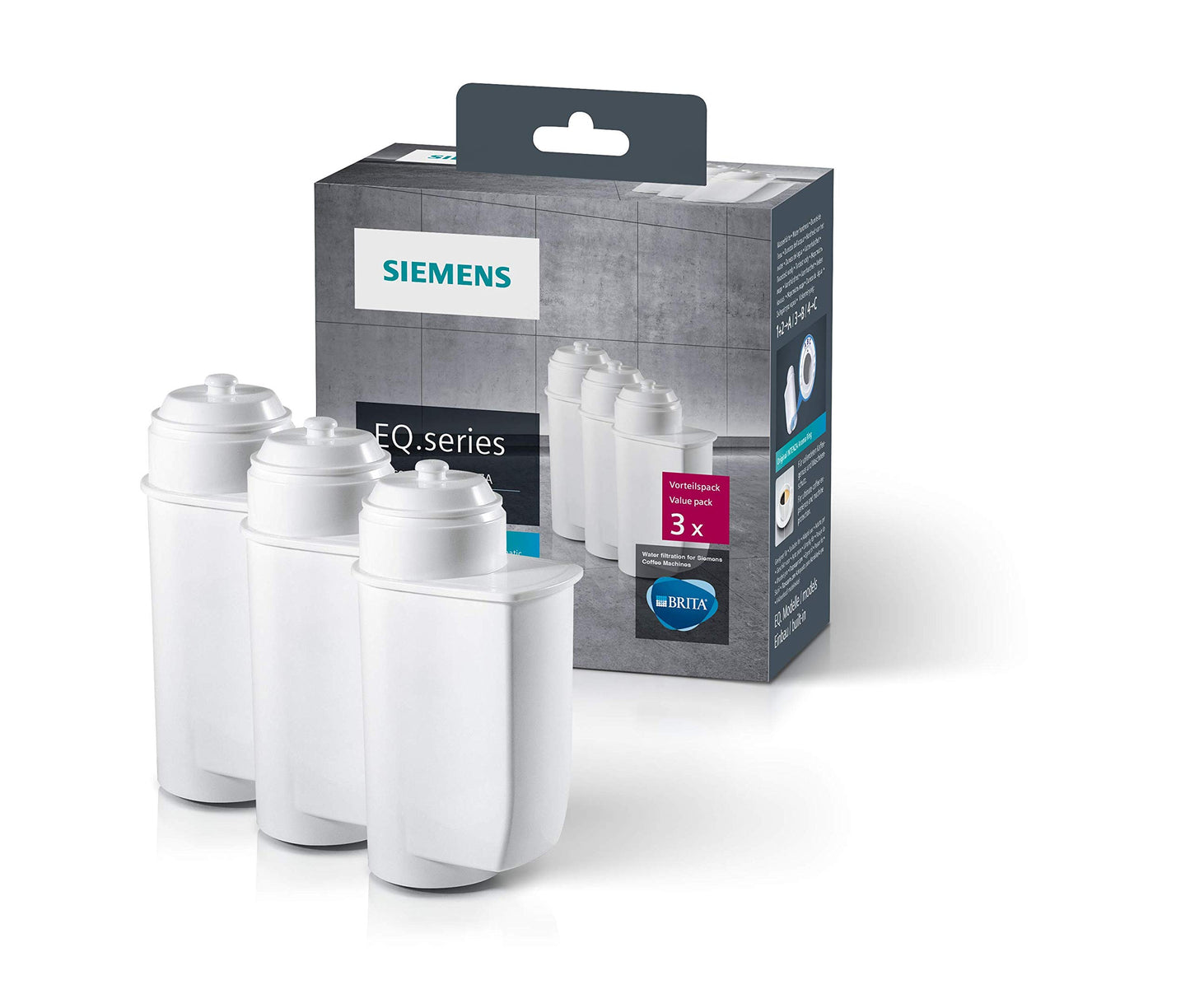 Siemens EQ.6 plus s300 fully automatic coffee machine TE653501DE, profile storage, 1,500 watts, silver & TZ70033A Brita Intenza water filter, reduces water hardness, 3 pieces, white