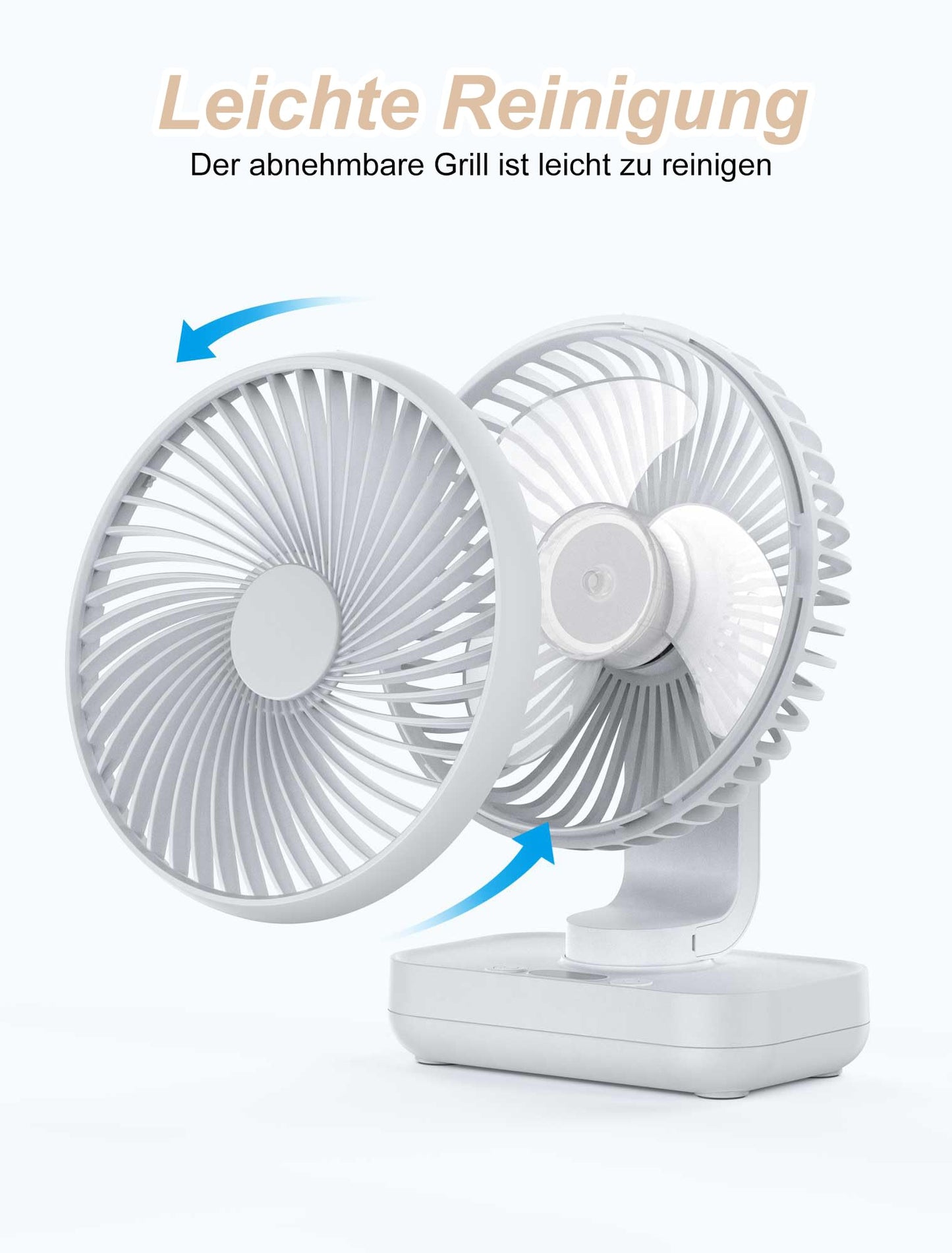 Joneytech Fan Quiet Automatic Oscillating, 4000mAh Battery USB Desk Fan 4 Speeds for Desk, Home, Picnics, and Office - LED Digital Display, 12V Mini Fan.
