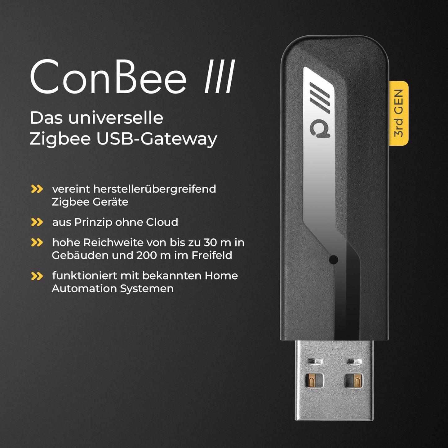 Phoscon ConBee III - The universal Zigbee USB gateway for Home Assistant, ioBroker, Zigbee2MQTT