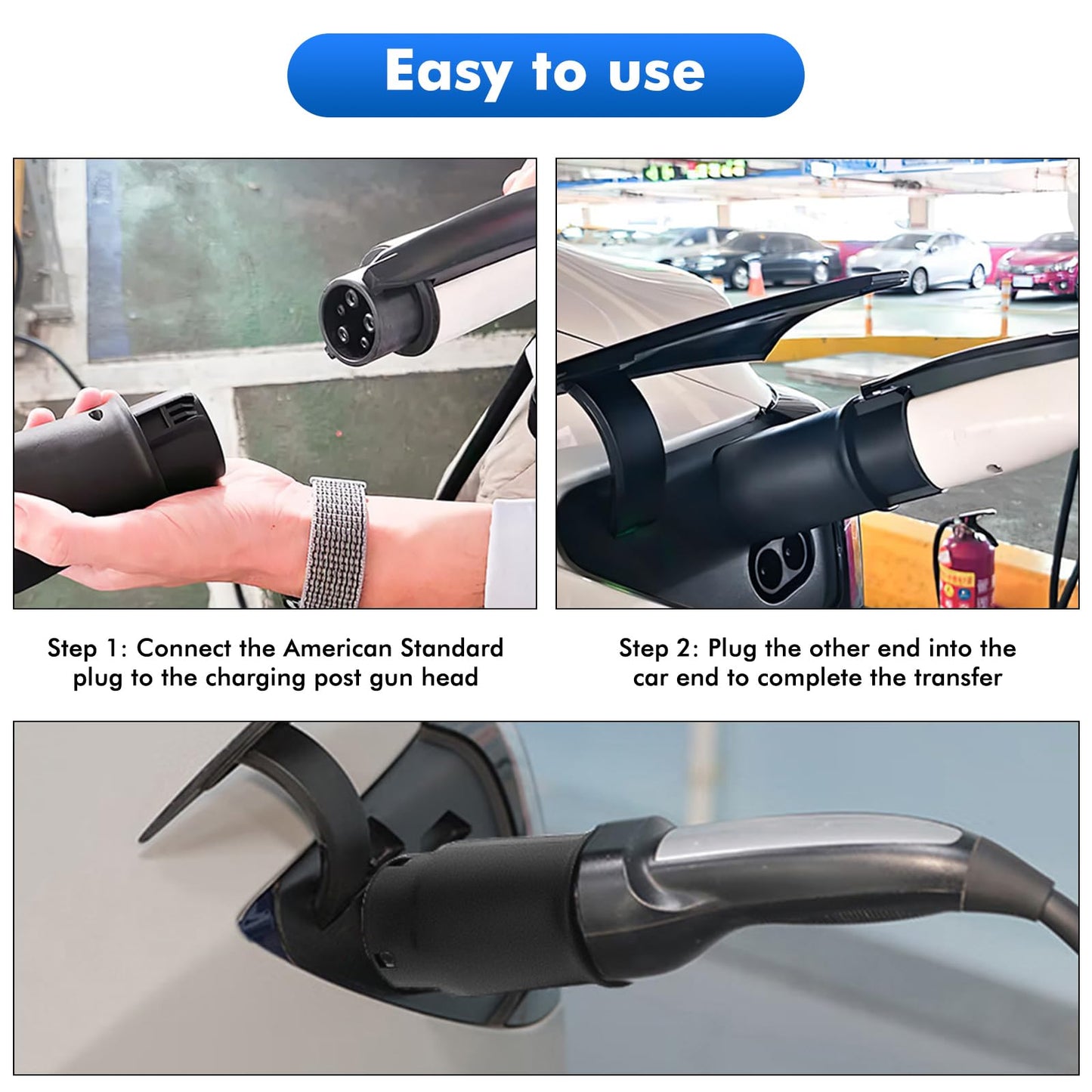 Opaltool EV Charging Cable Car Charger Adapter Type 1 to Type 2, 32A SAE J1772 to IEC 62196 (Mennekes) Car Charger Converter Electric Vehicle Charging Adapter