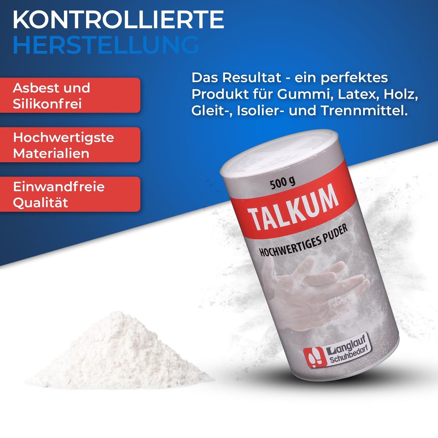 4x 500g Cross-country ski shoe care talcum powder for crafts, household & leisure I Talcum powder dispenser for latex, silicone & rubber care I Talcum Powder Multipack (4)