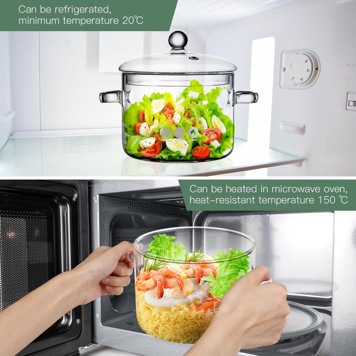 Glass pot cooking pots made of glass pot cookware made of heat-resistant glass pan pot milk warmer pasta high borosilicate glass with high borosilicate content baby instant noodle pot