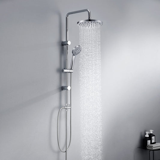 JOHO Rain Shower System without Shower Faucet, Stainless Steel Shower Set with ABS Rain Shower Head Chrome Round (N-YTD20)