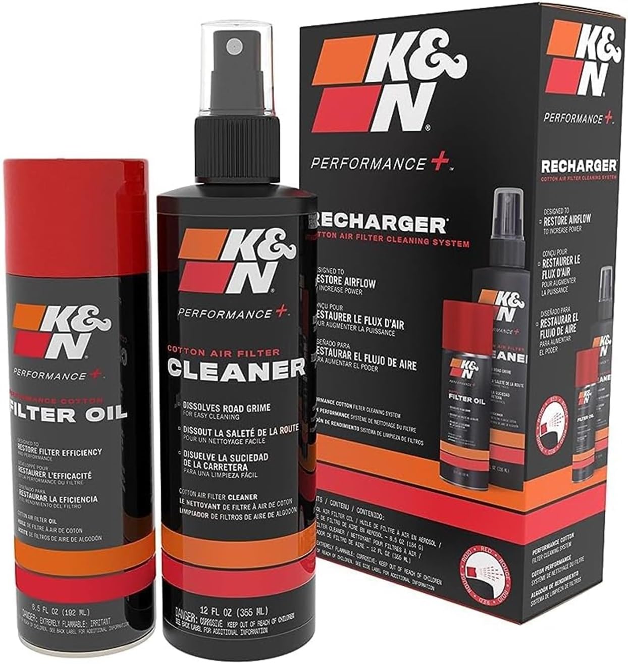 K&N Filter Cleaning Kit I Oil & Cleaner I For optimal cleaning of all air filters, 99-5003 EU