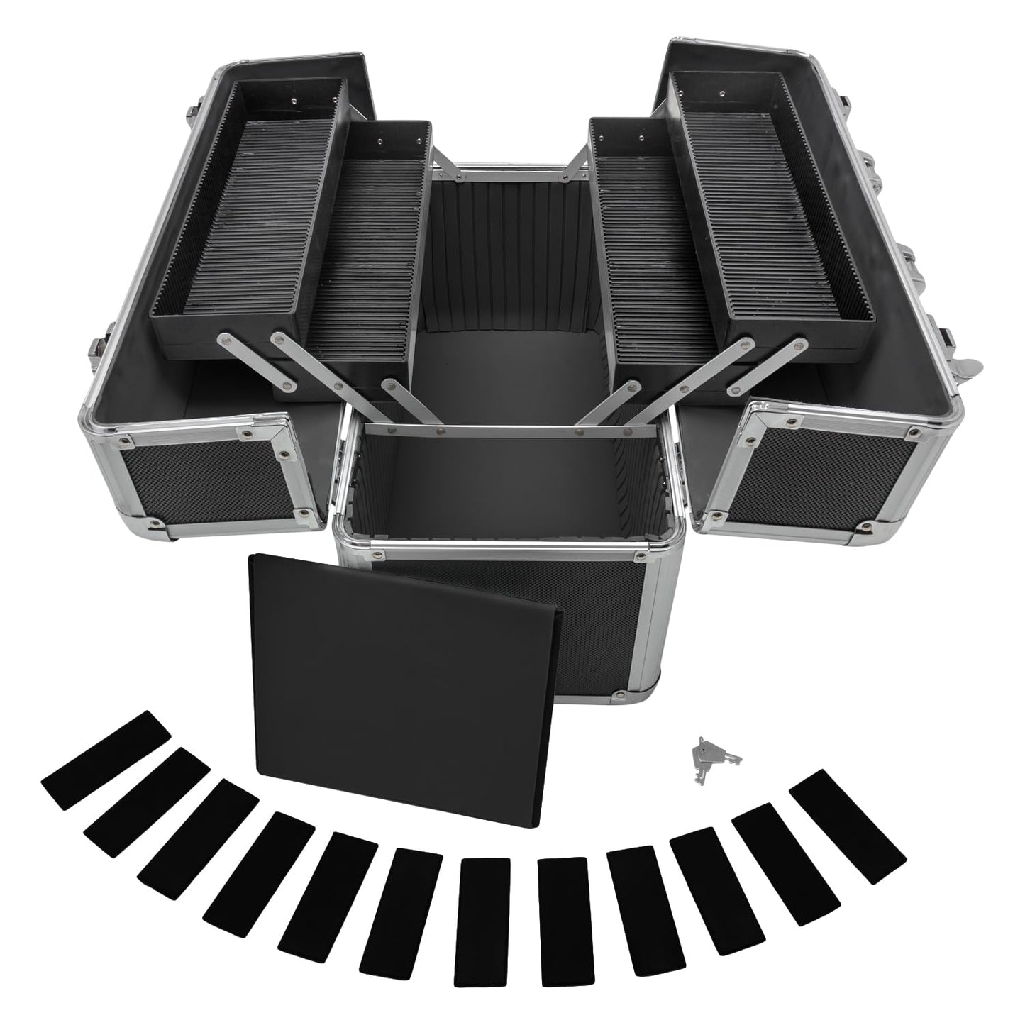 anndora tool box long - L 45 x W 23 x H 34 cm - universally usable - variable dividers - lockable - color black