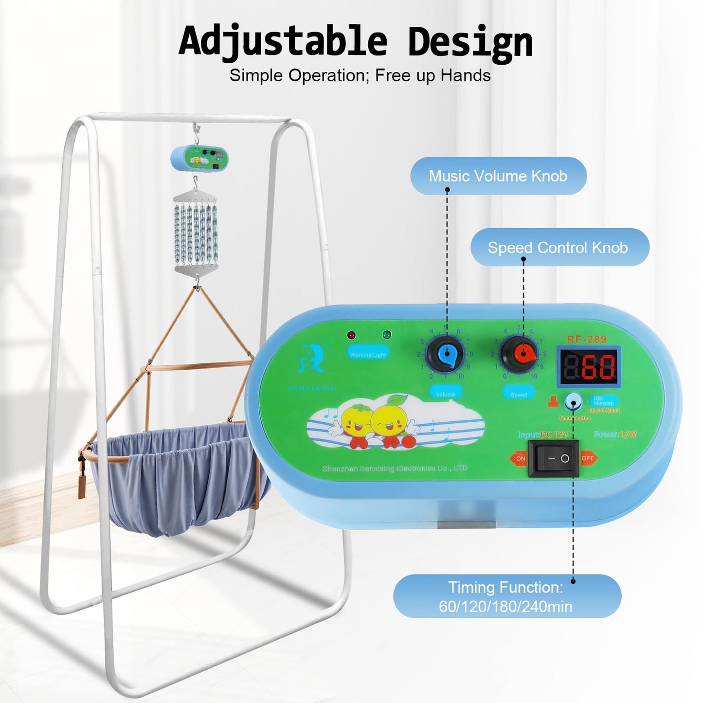 TESUGN Hanging electric cradle controller, noiseless adjustable electric baby swing baby rocker controller with 7 pieces spring up to 21 kg for the baby spring cradle and baby hammock