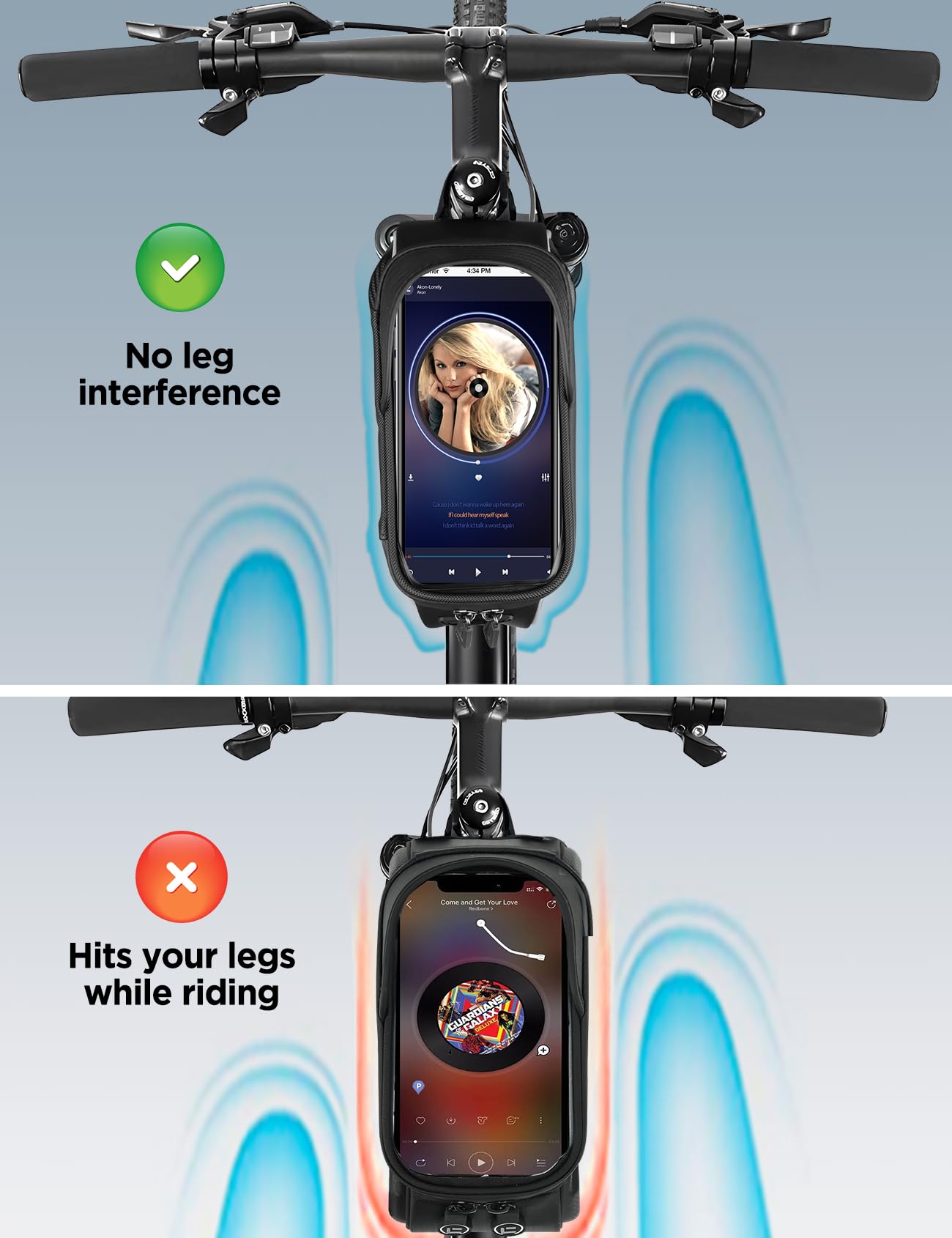 Vitalismo Bicycle Frame Bag Waterproof Handlebar Bag for smartphones up to 7 inches Phone mount Phone holder Top tube bag with TPU sensitive touchscreen for mountain bikes, road bikes (Silver)