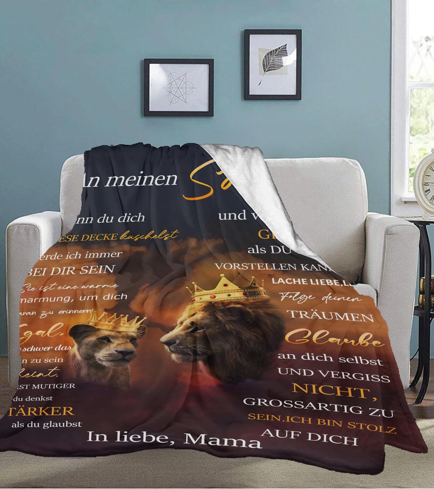 UOOYAA Cuddle Blanket Fluffy Personalized Gifts Blanket for My Son, Super Soft Flannel Blanket Throw for Son from Mom, Positive Encouragement and Love Son Fleece Blanket