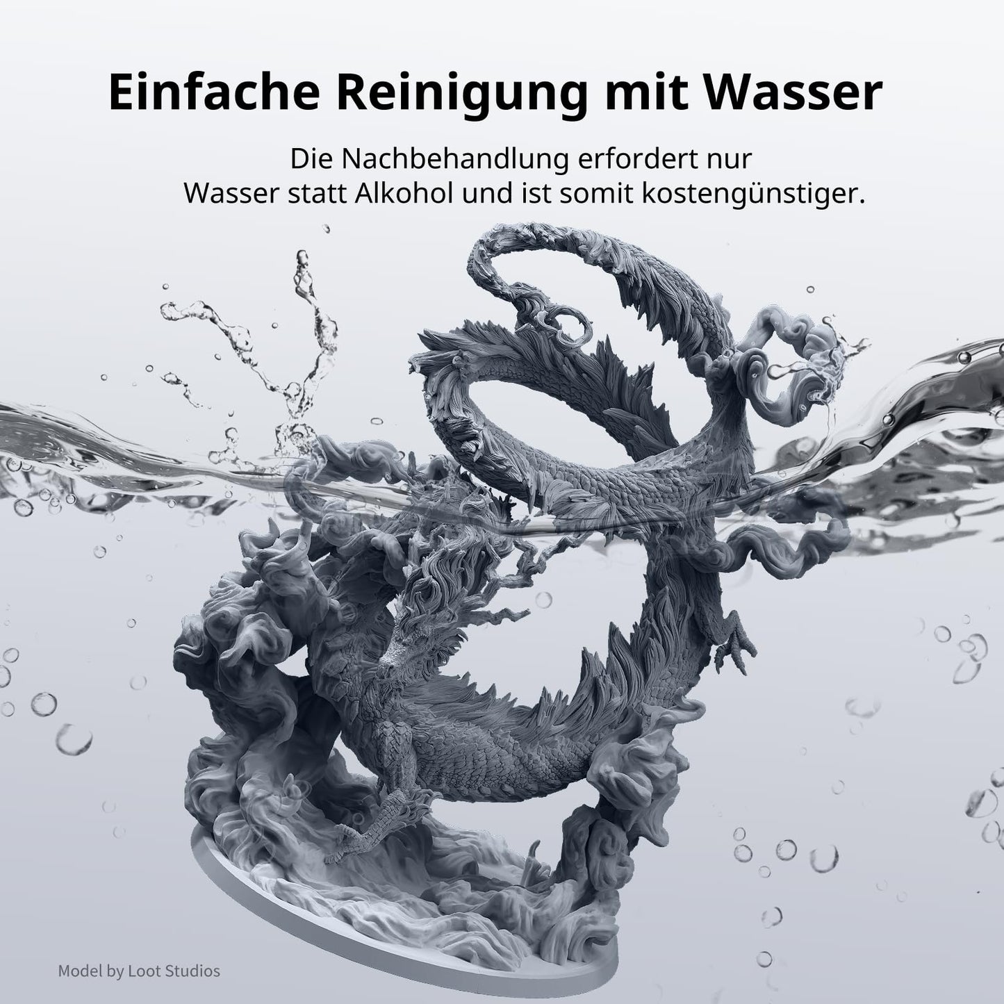 Water Washable Resin 2.0, ANYCUBIC 3D Printer Resin Water Washable, UV Resin 405nm Standard Photopolymer Resin Low Odor for 4/6/8K LCD 3D Printer (Gray+Clear,1000g,2pcs)