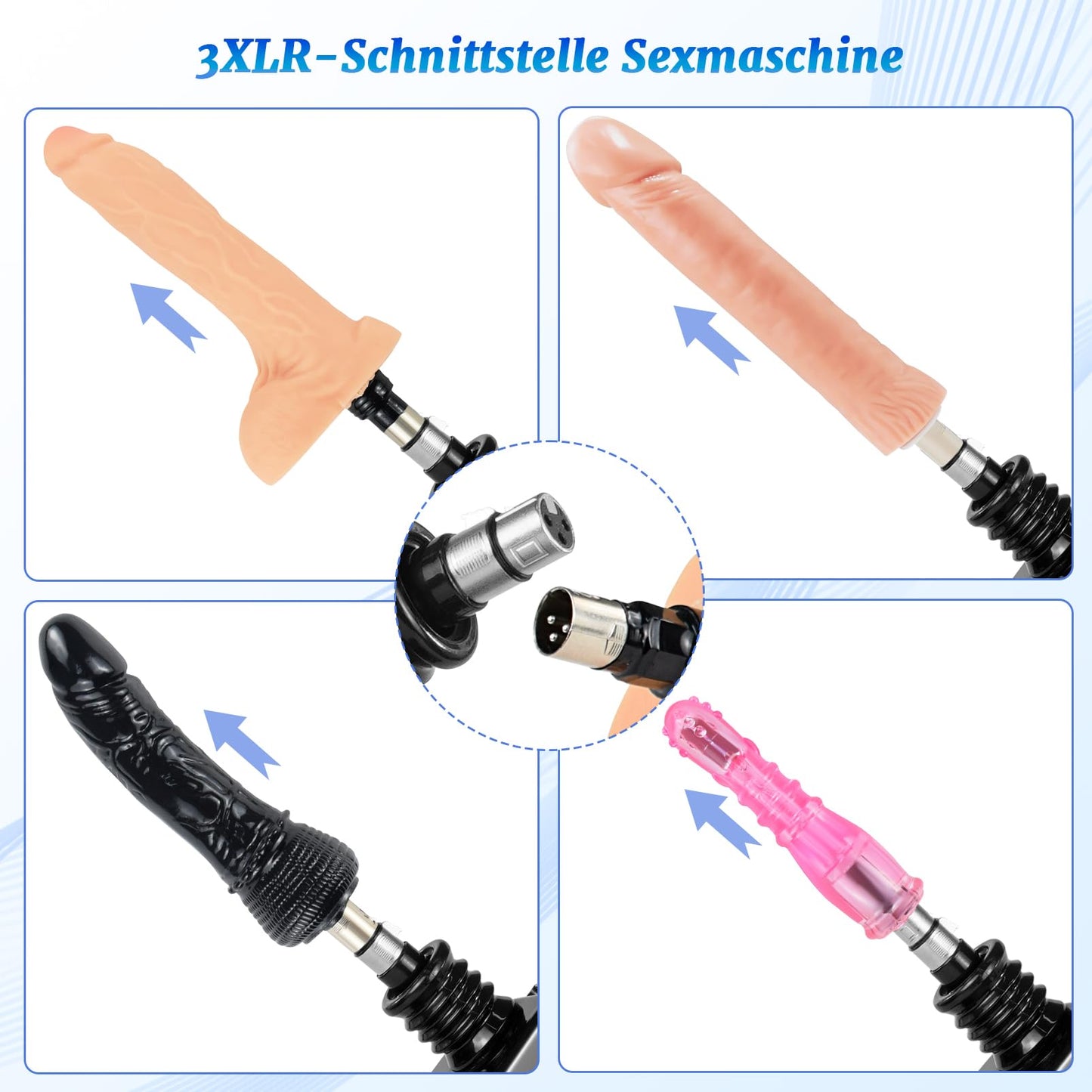 QUIWOO Sex Machine, Automatic Thrusting Love Machine for Women and Men, Sex Toy with Multi-Angle Adjustable Fucking Machine with 6 3xlr Interface Attachments, Glass Dildo.