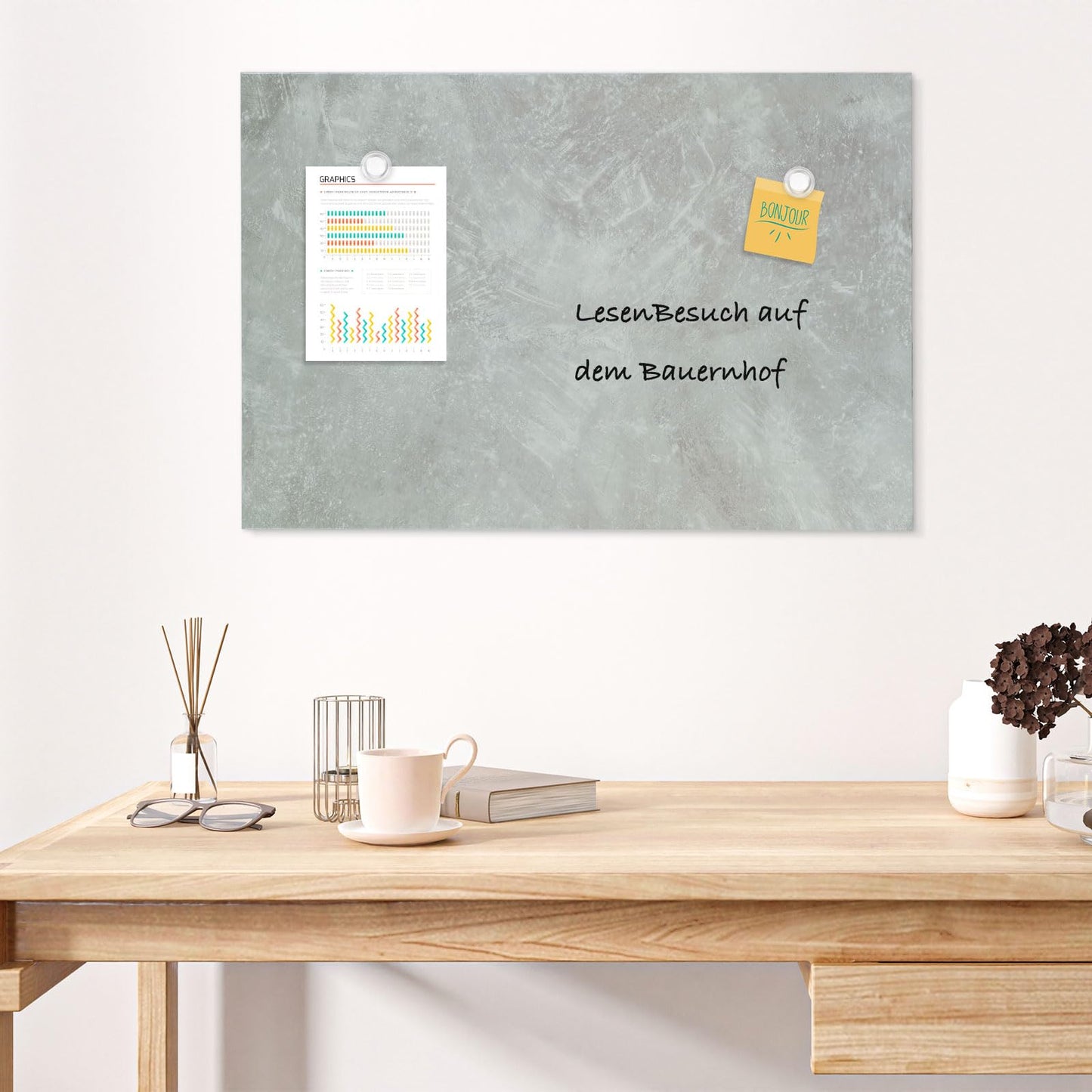 DOLLAR BOSS Magnetic Whiteboard, 50 x 70cm hanging magnet board, Magnetic Memo Board with 4 magnets and 2 markers.