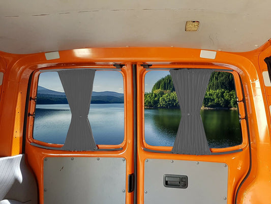 BREMER SEAT COVERS Made to Measure Curtains Sun Protection compatible with VW T4 Multivan Caravelle 1990-2003 in Grey Camping Accessories Motorhome Accessories Camper Curtain Set AMZ