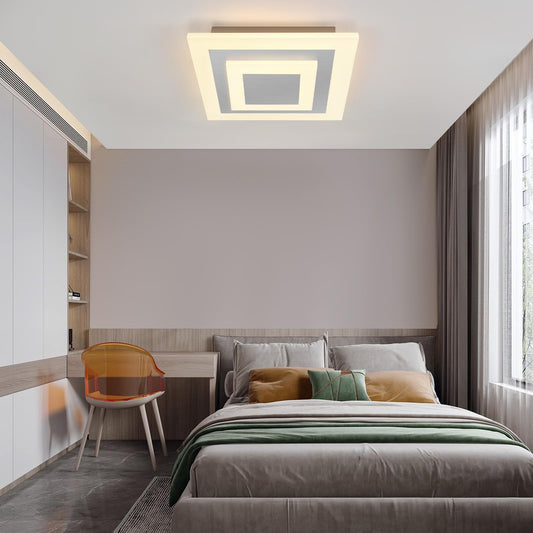 ZMH LED ceiling light living room - living room lamp 23W dimmable with remote control 30cm acrylic bedroom lamp modern design stepless square for bedroom kitchen hallway office dining room