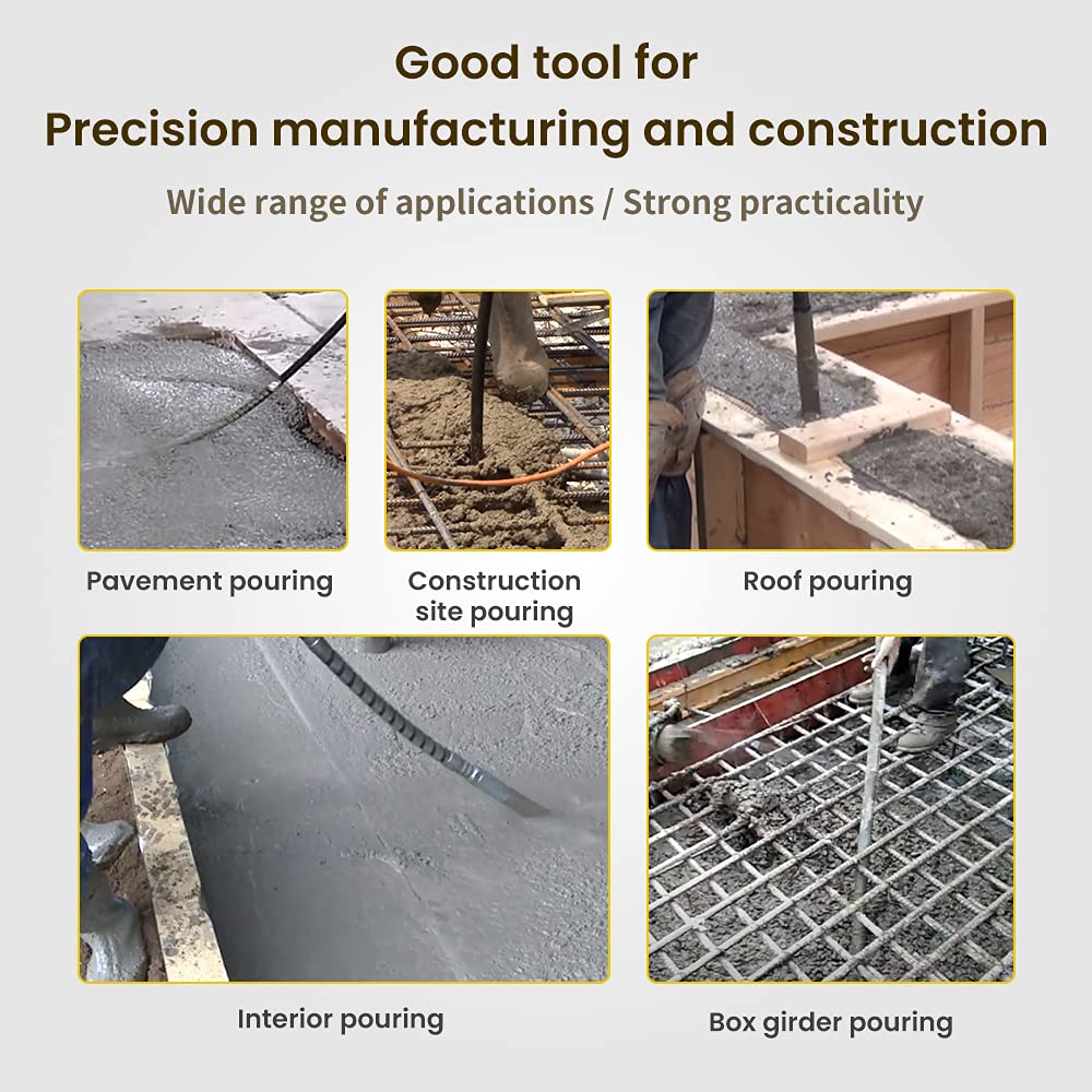 Anbull concrete vibrator, 1300W internal vibrator, bottle vibrator, 2m length concrete compactor, concrete vibrating bottle, mixing shaft speed 4800 rpm, vibration bottle diameter 35mm.