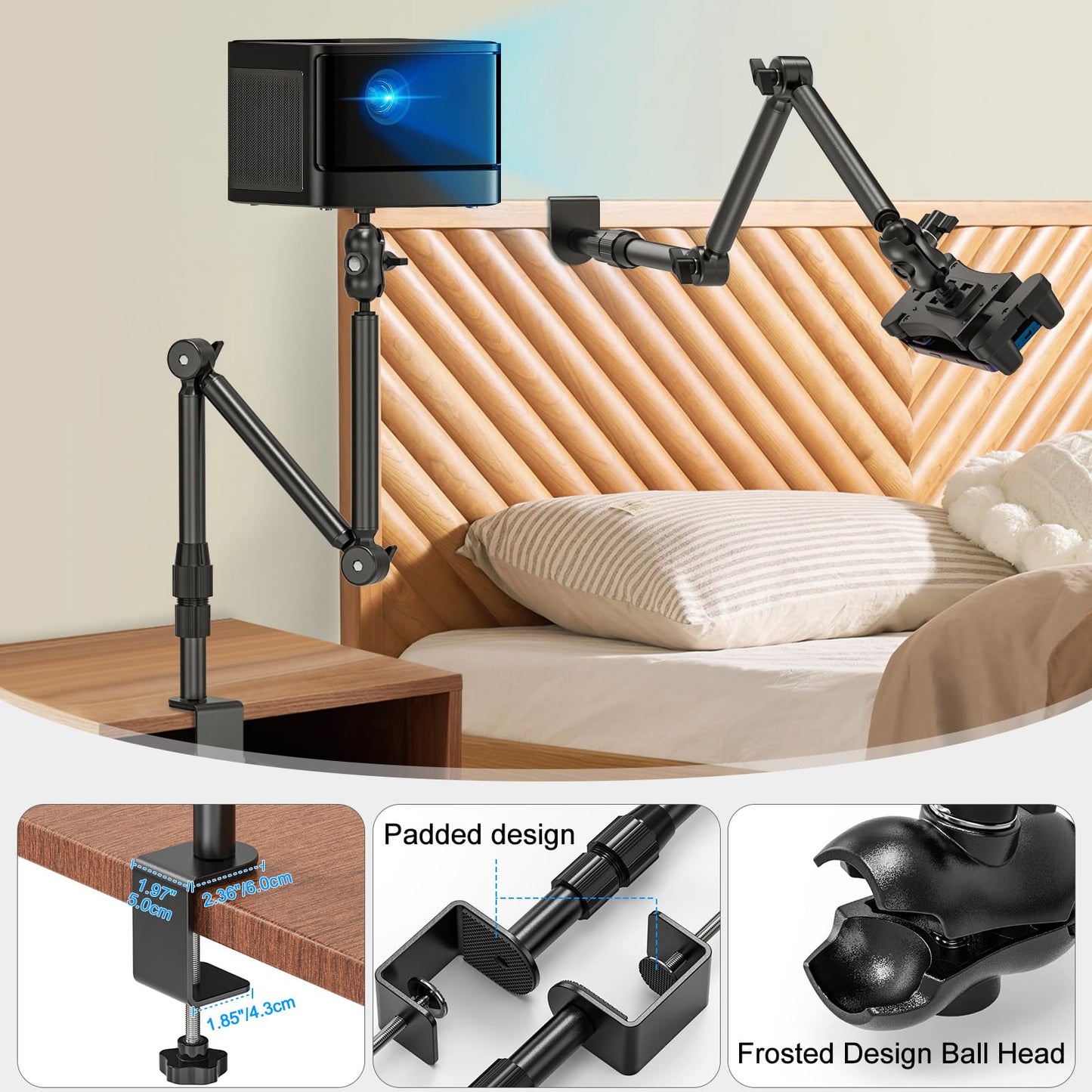 Rodison webcam stand holder, 78.4 cm desk camera mount with 1/4'' screws for DSLR cameras, ring light, projector, Logitech webcam, handycam, GoPro Hero 8 7 6 5.
