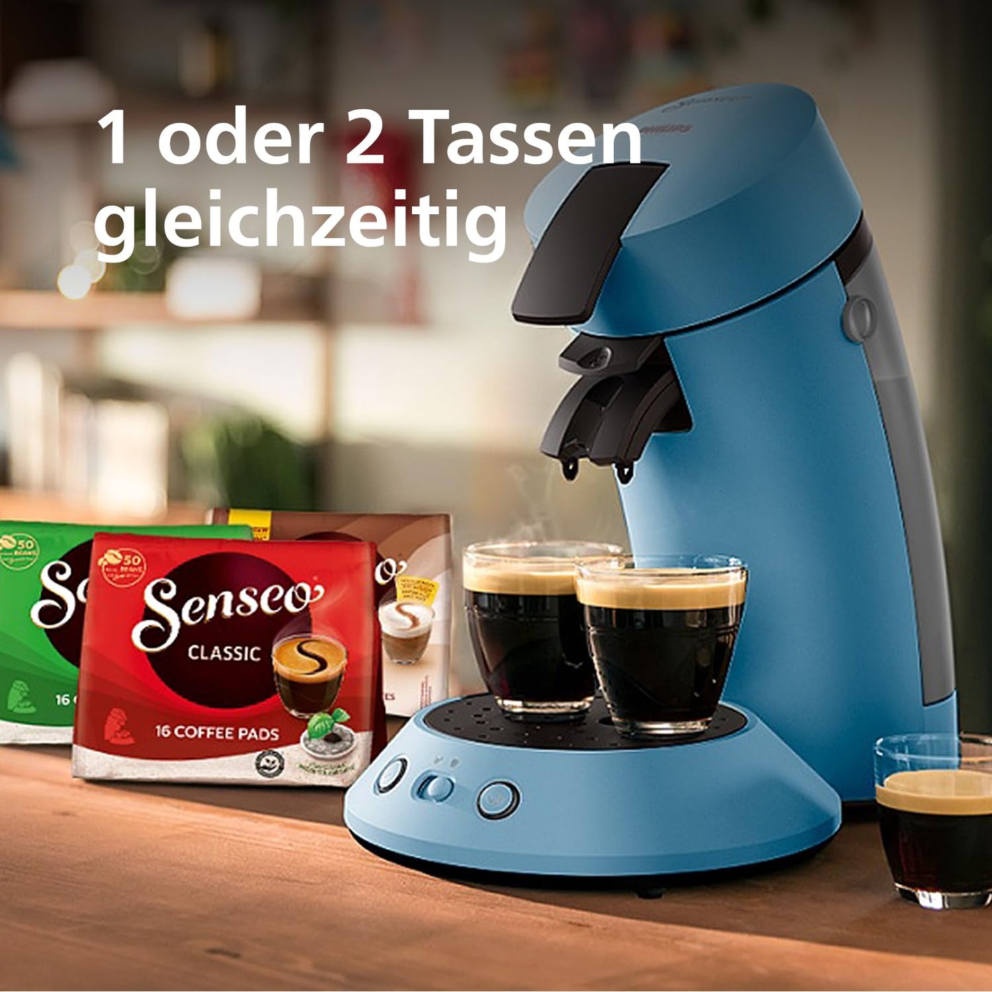 Philips Senseo Original Plus Coffee Pod Machine, Coffee Strength Selection, Coffee Boost Technology, Recycled Plastic, Peacock Blue (CSA210/00)