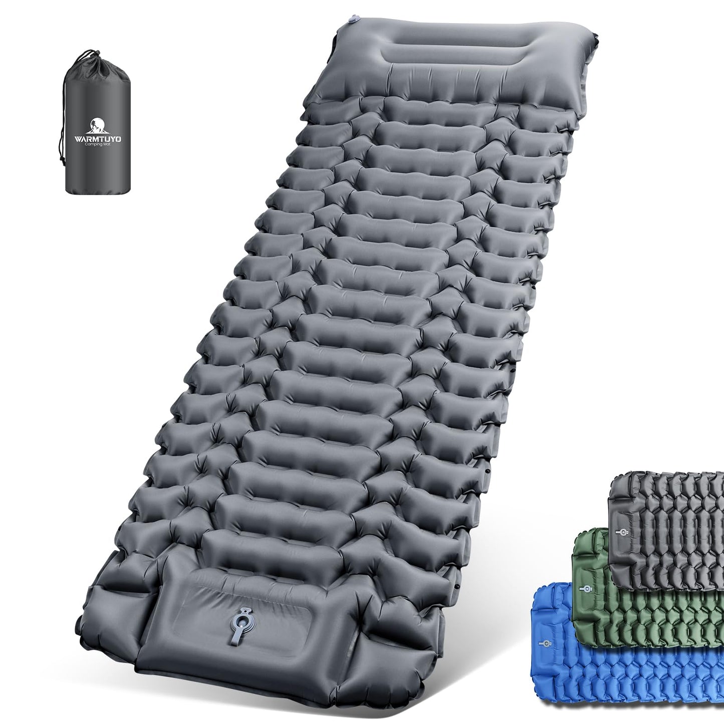 Self-Inflating Sleeping Pad, Ultralight Camping Inflatable Mattress with Foot Pump and Pillow, Foldable Waterproof Air Mattress Anti-Ripstop Sleeping Pad for Hiking, Beach, Camping.
