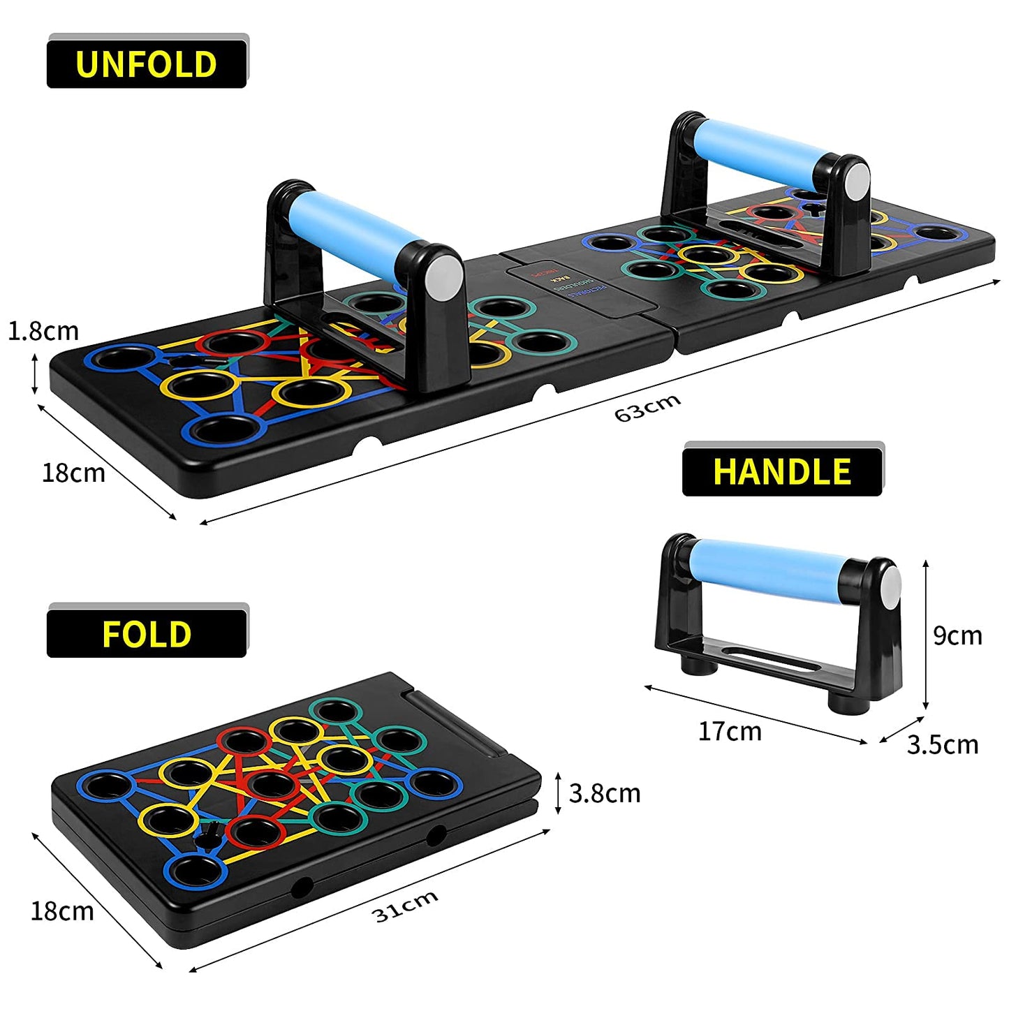 24 in 1 Push-up Board Foldable Portable Pushup Stands Home Fitness Training with Handle for Muscular Training Effectively Shape