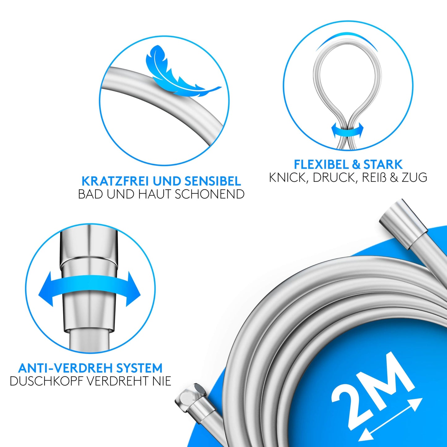 Lyvanas - WINNER - Shower head with hose and bracket - Shower head for shower & bathtub in extra large (ร15cm) - Wellness rain shower with 5 spray settings (Premium Set 2025)