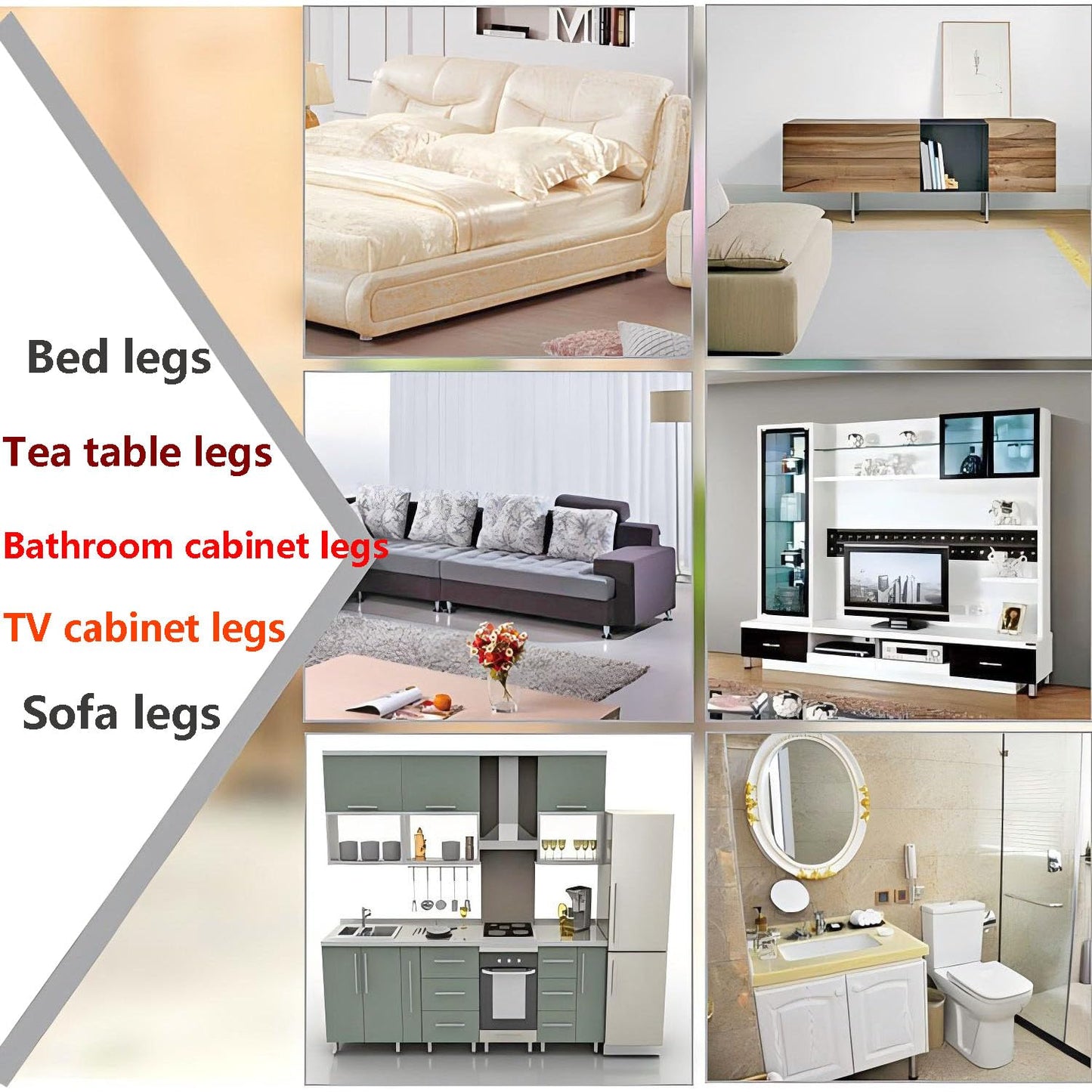 Qrity 4X Table Leg, Furniture Feet, Adjustable 350mm Furniture Legs for Tables, Desks, DIY Furniture, Sofas, Cabinets, etc.