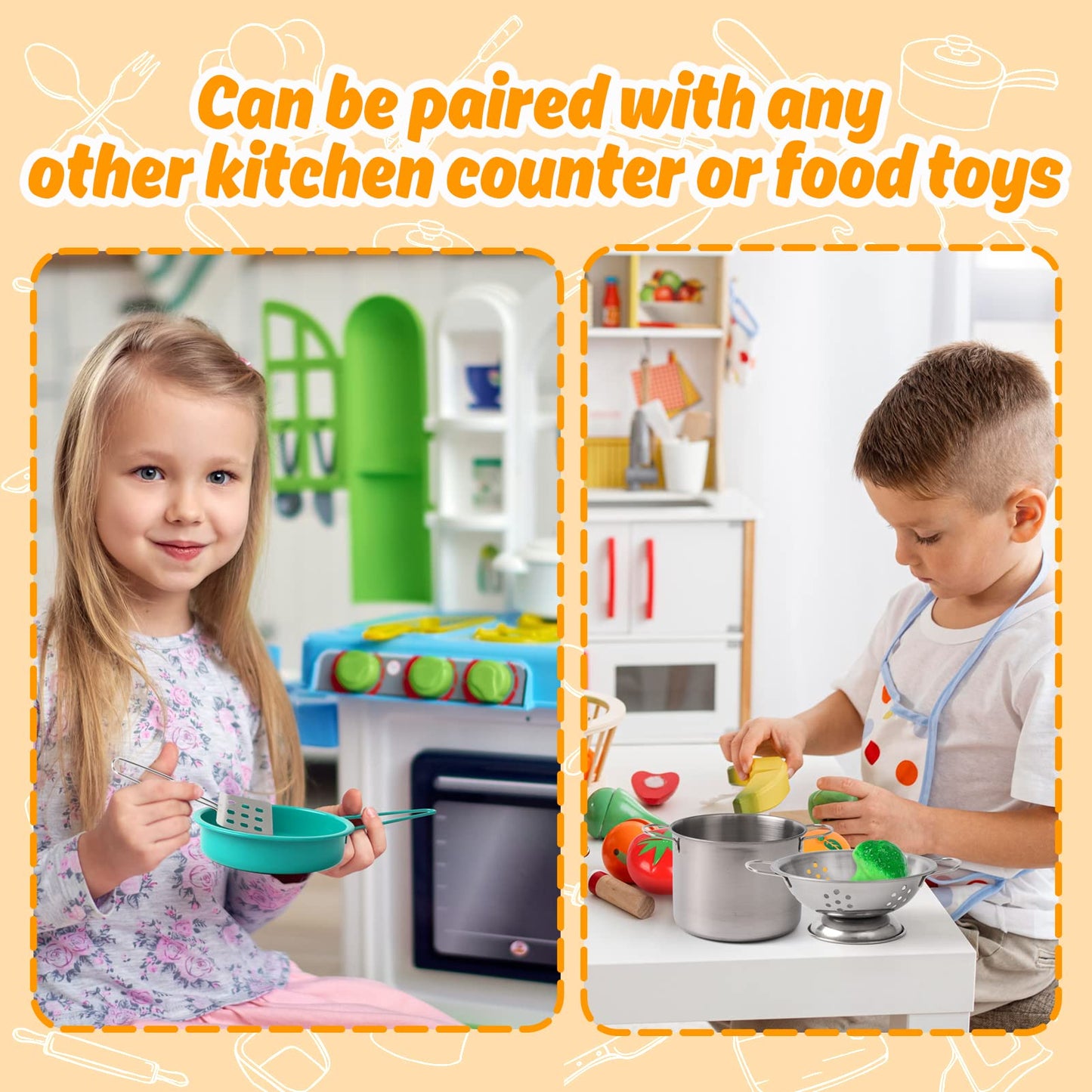 Veitch fairytales children mud kitchen accessories outdoor children's dinnerware pots play kitchen kids kitchen dishes play pots kitchen accessories pot set kitchen toys cooking utensils role play gifts (green)