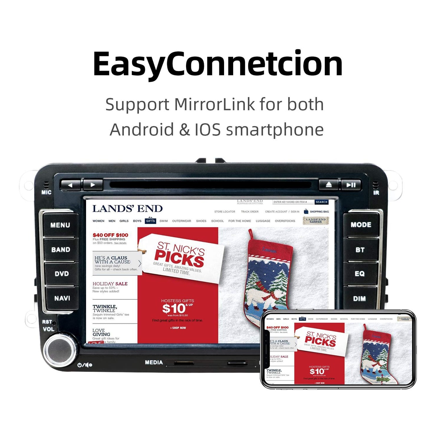 JOYX Wince 6.0 car radio fits VW Passat/Golf/Skoda/Seat - GPS 2 Din - Free rear camera Canbus - 7-inch - Supports Bluetooth USB CD/DVD steering wheel control RDS - With 8GB map card.