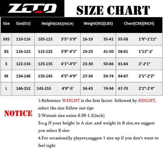 ZCCO Kids Neoprene Wetsuit, 2.5mm Neoprene Thermal Swimsuit, Neoprene Front Zipper Diving Suits for Surfing, Swimming, Diving, keeping warm for water sports, Black XS