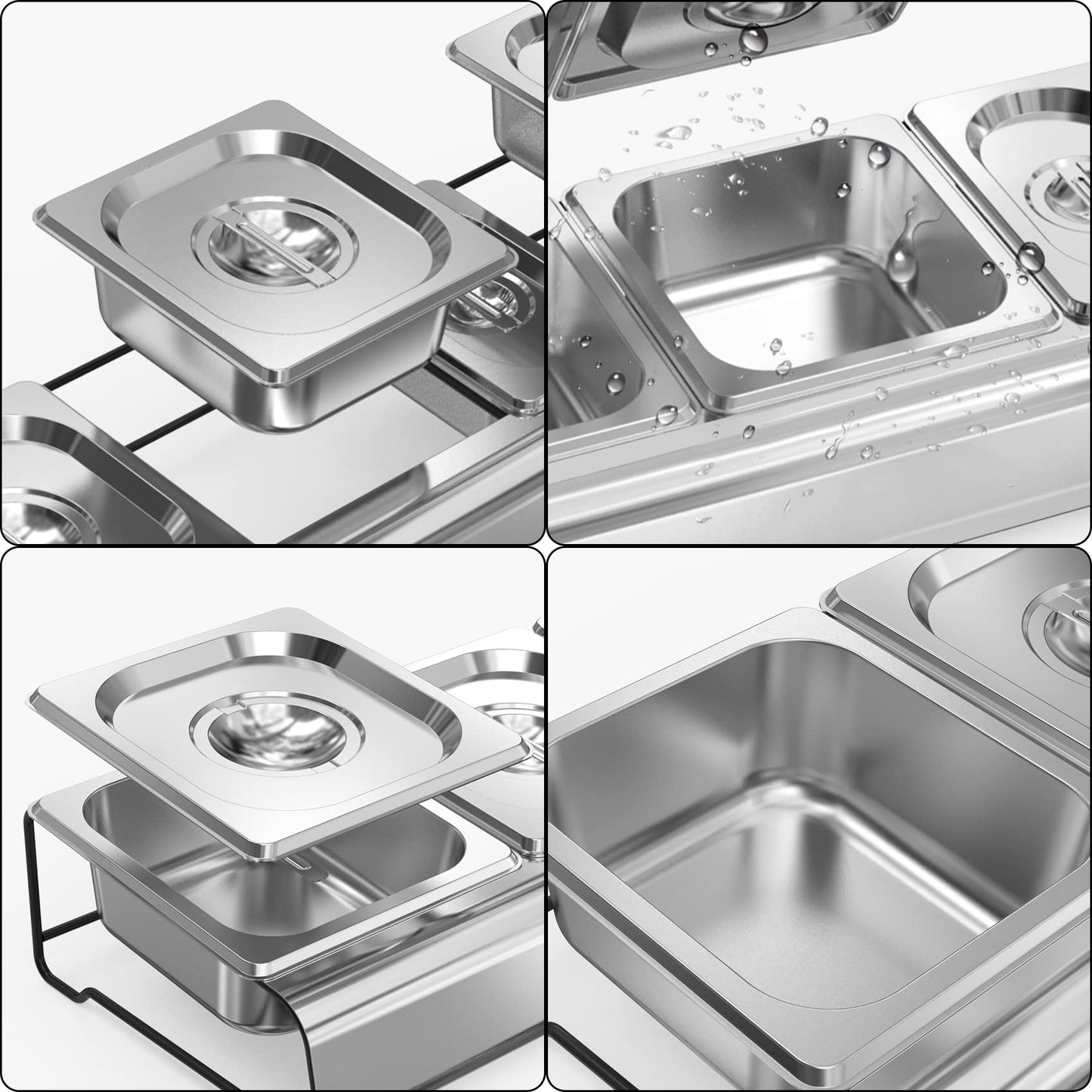 Fire-resistant pizza ingredient container, stainless steel container with lid, side dish container for catering & kitchen, catering container, pizza accessories