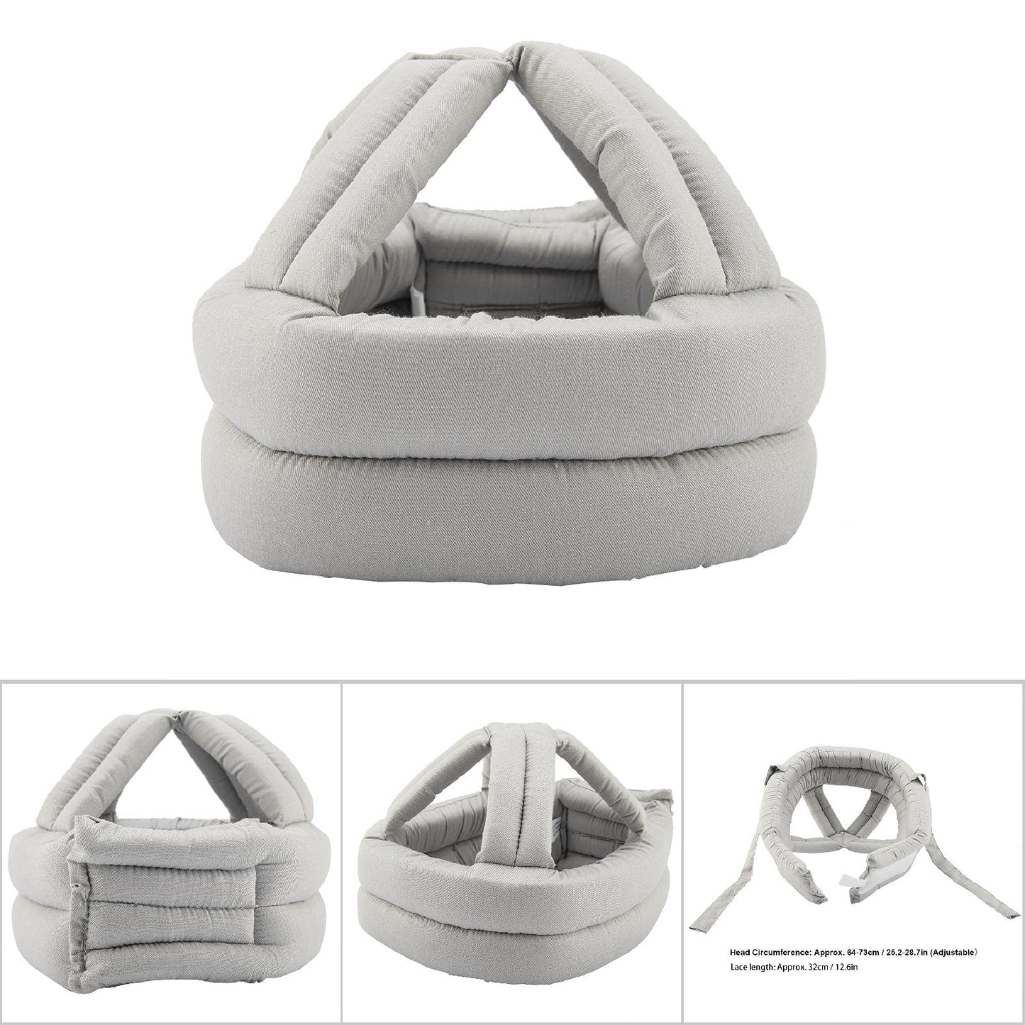 Anti-fall head protection helmet, protective hat for elderly individuals. Provides collision and fall protection. (Light gray top)