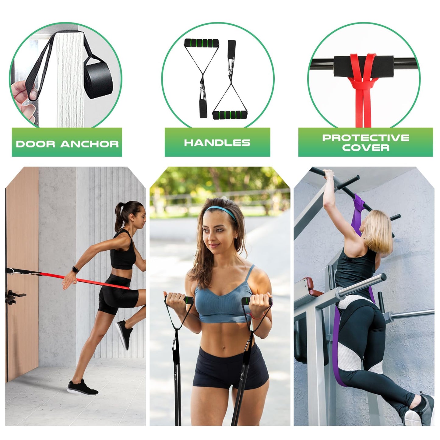 Fokky Fitness bands Resistance Bands, with door anchor and handles, perfect for strength training, yoga, Pilates, muscle building.