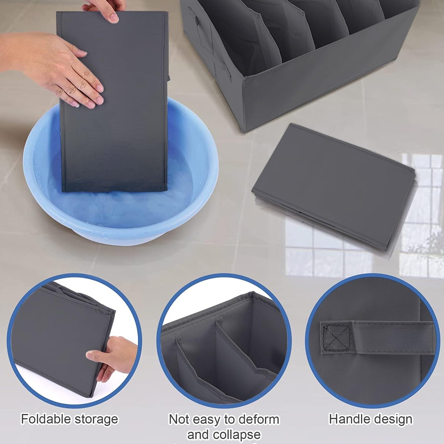 kiximay Closet Organizer 3 Pieces - Foldable & Space-Saving Closet Organization System for Storing Clothes, T-shirts, Pants, Underwear