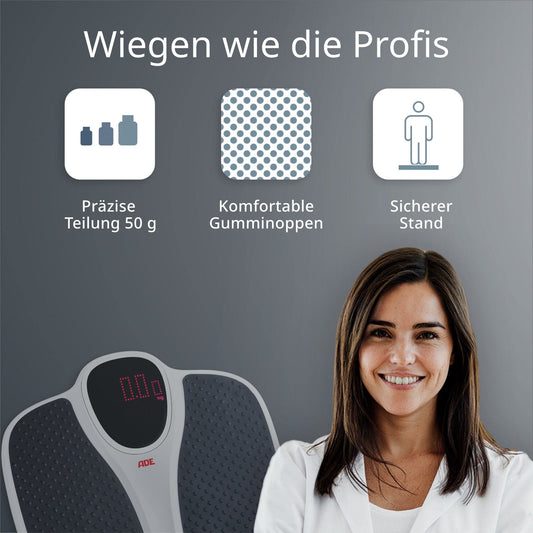 ADE digital personal scale up to 200 kg | extra wide weighing surface with non-slip rubber mat | bathroom body scale with large display | professional scale with high weight capacity