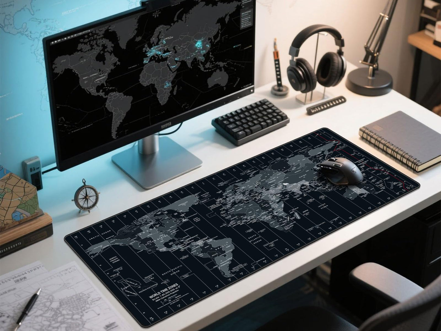 Anpollo XXL Speed Gaming Mousepad World Map 900x400x3mm XXL Mousepad Desk Mat Large Size Multifunctional Anti-slip desk pad enhances accuracy and speed.