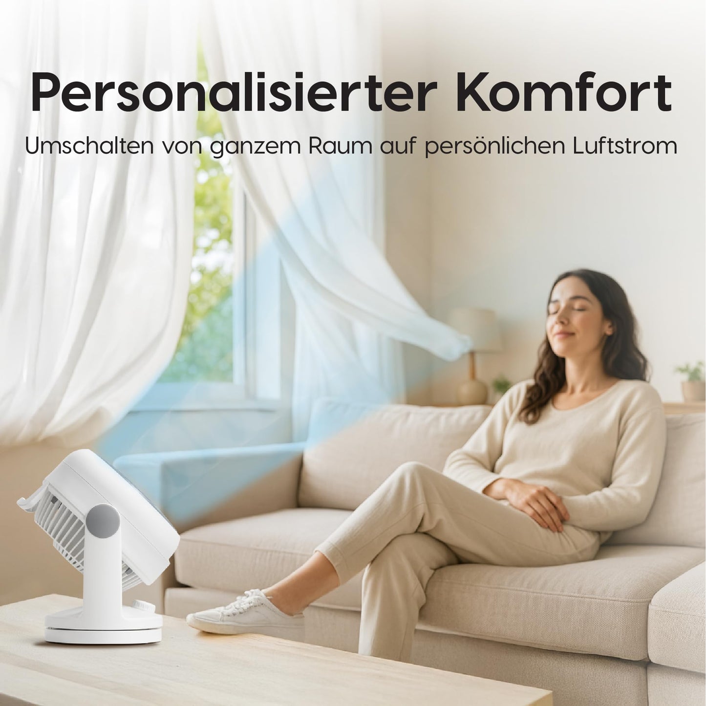 Iris Ohyama Woozoo, 23sqm, Fan, White, 3 speeds, Oscillating, quiet, Table Fan, Desk Fan, Floor Fan, portable, Cooling, PCF-HD18