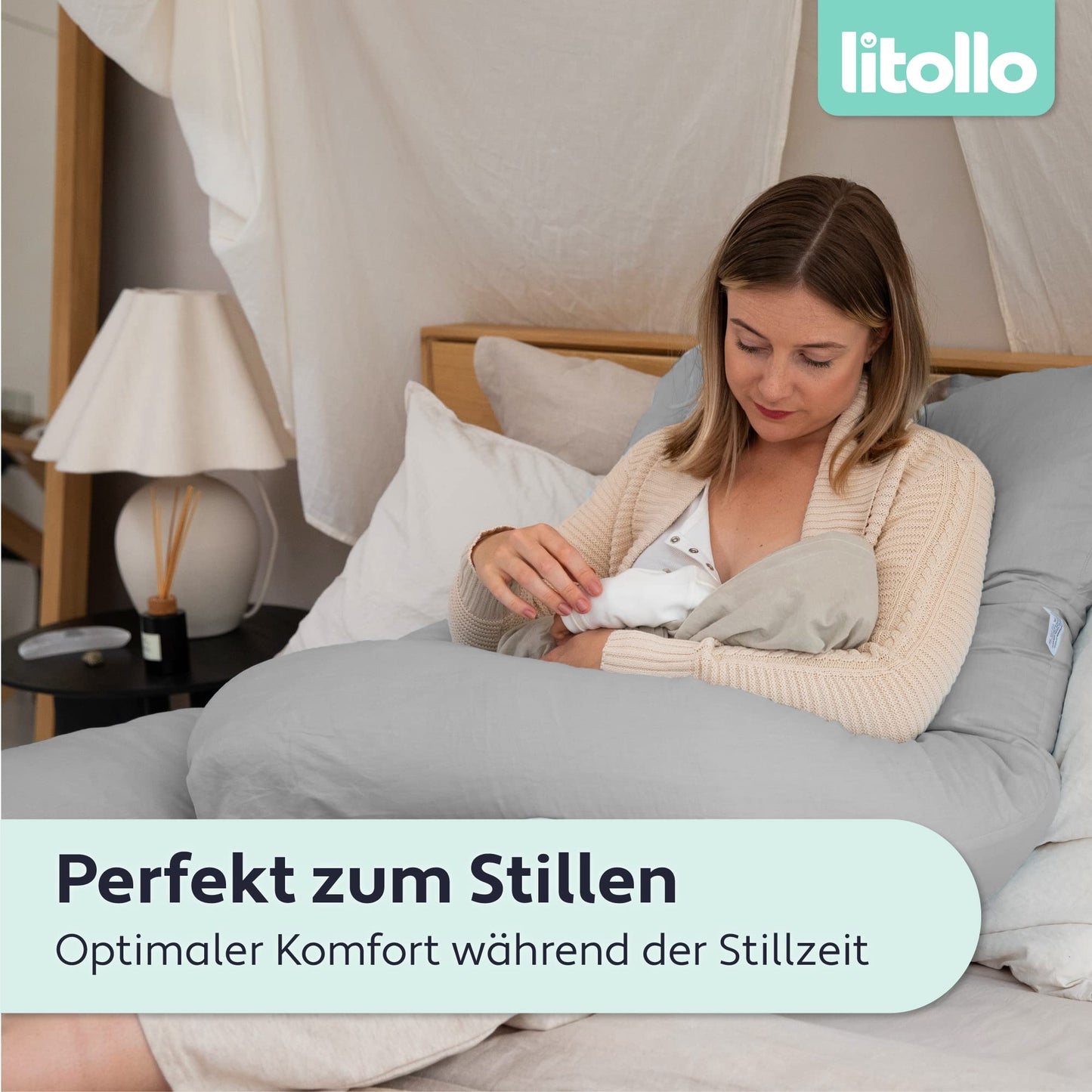 Litollo Pregnancy Pillow for sleeping, nursing pillow, U-shaped side sleeper pillow with cover, comfort pillow for adults - Pregnancy Pillow 140x80cm.