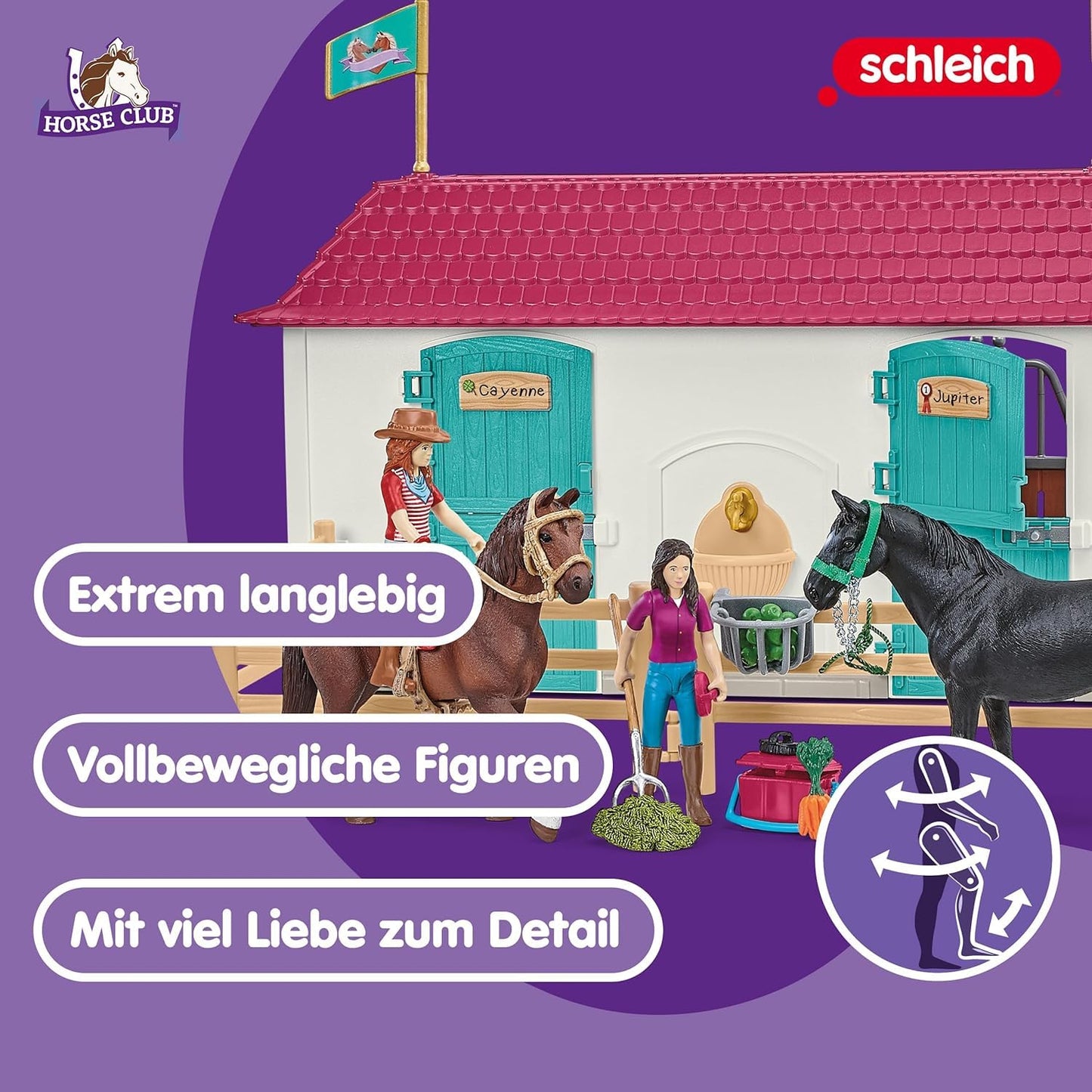 SCHLEICH Horse Club | Lakeside Equestrian Center 42551 | Set includes house with horse stable, 2 horses, Hannah, her parents & accessories | great gift for kids | horse toy for ages 5+ | 192 pieces