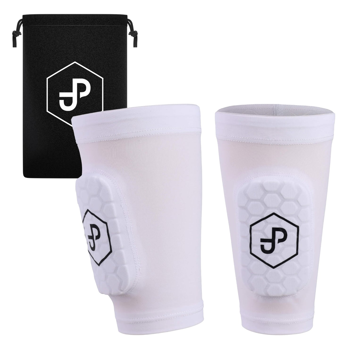 JDP Premium 3in1 Shin Guards, sock with integrated shin guards for soccer, shin guards including soccer socks, soccer shin guards, adult white shin guards.