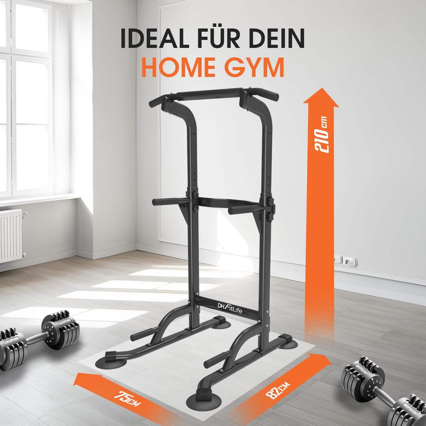 DH FitLife Power Tower Dip Station | Freestanding Pull-Up Bar | Dip Bars Back Trainer | Power Station Power Tower | Fitness Station | Power Rack for Home Gym | Home Strength Training