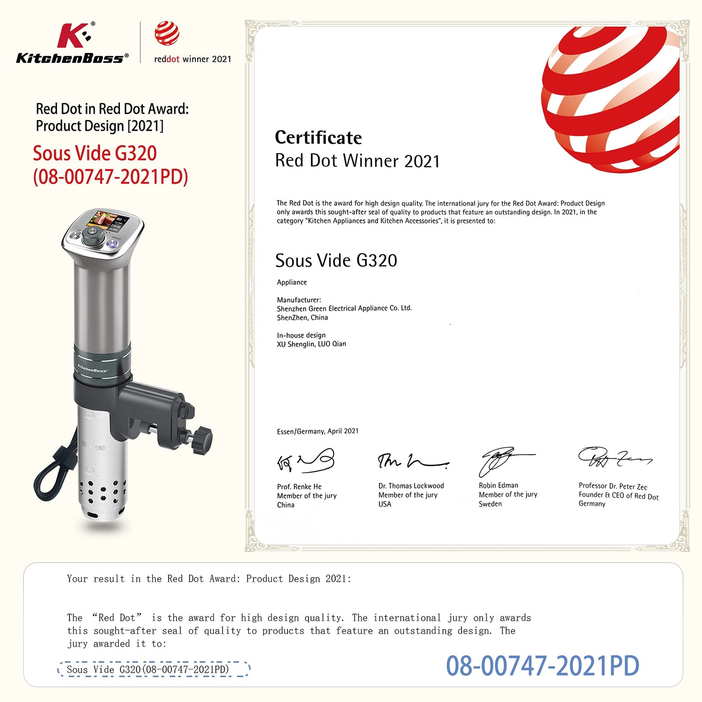 KitchenBoss Sous Vide Precision Cooker-Low Temperature: Cooker for kitchen with low temperature, 1100W, IPX7 waterproof, low temperature.