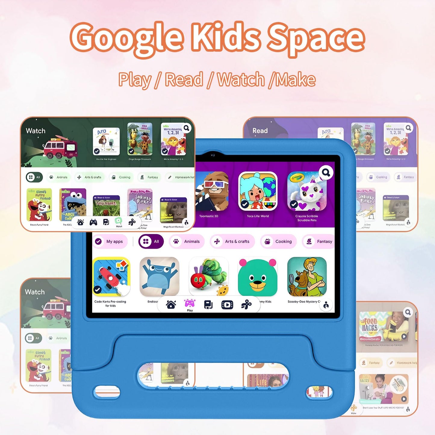 JIKOCXN Kids Tablet 10 Inch, Octa Core Android 10 Tablet for Kids, 10GB RAM+64GB ROM, 1280x800 LCD Touchscreens, 6000mAh, WiFi 5, BT5.0, Dual Camera, GPS (Blue)