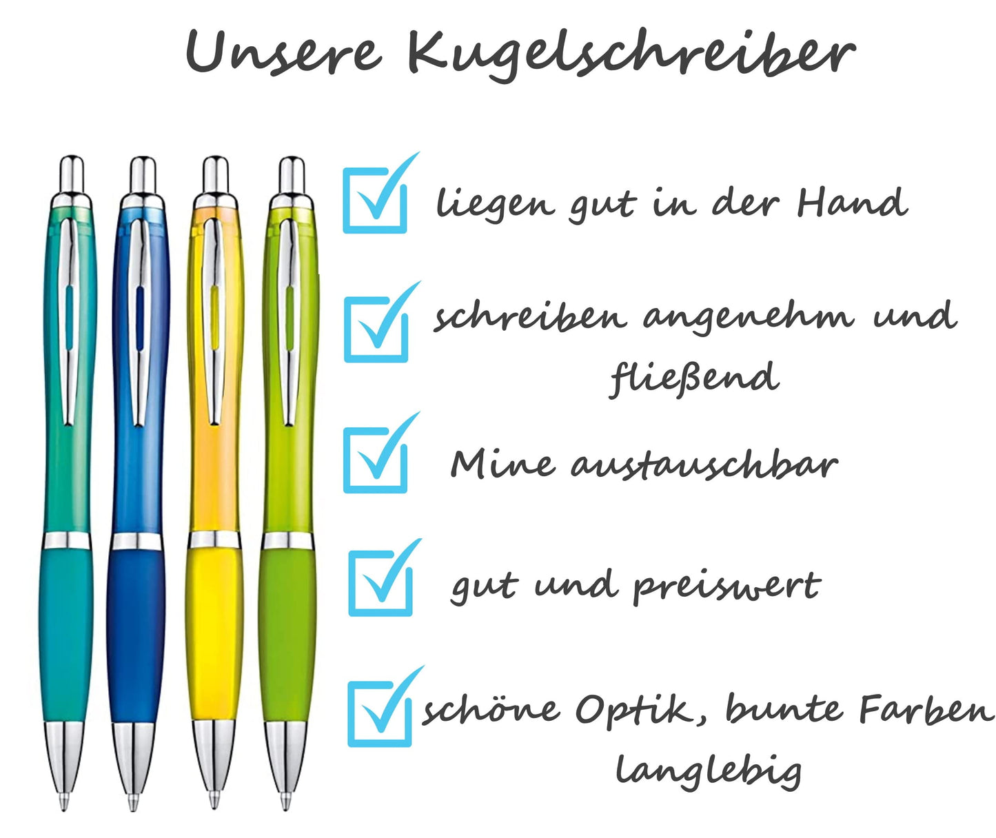 Libetui Set 50 pieces ballpoint pens ergonomic pens Light Green non-slip grip zone Large-capacity ink Blue Retractable ballpoint pen Pen office household practice pens Light Green